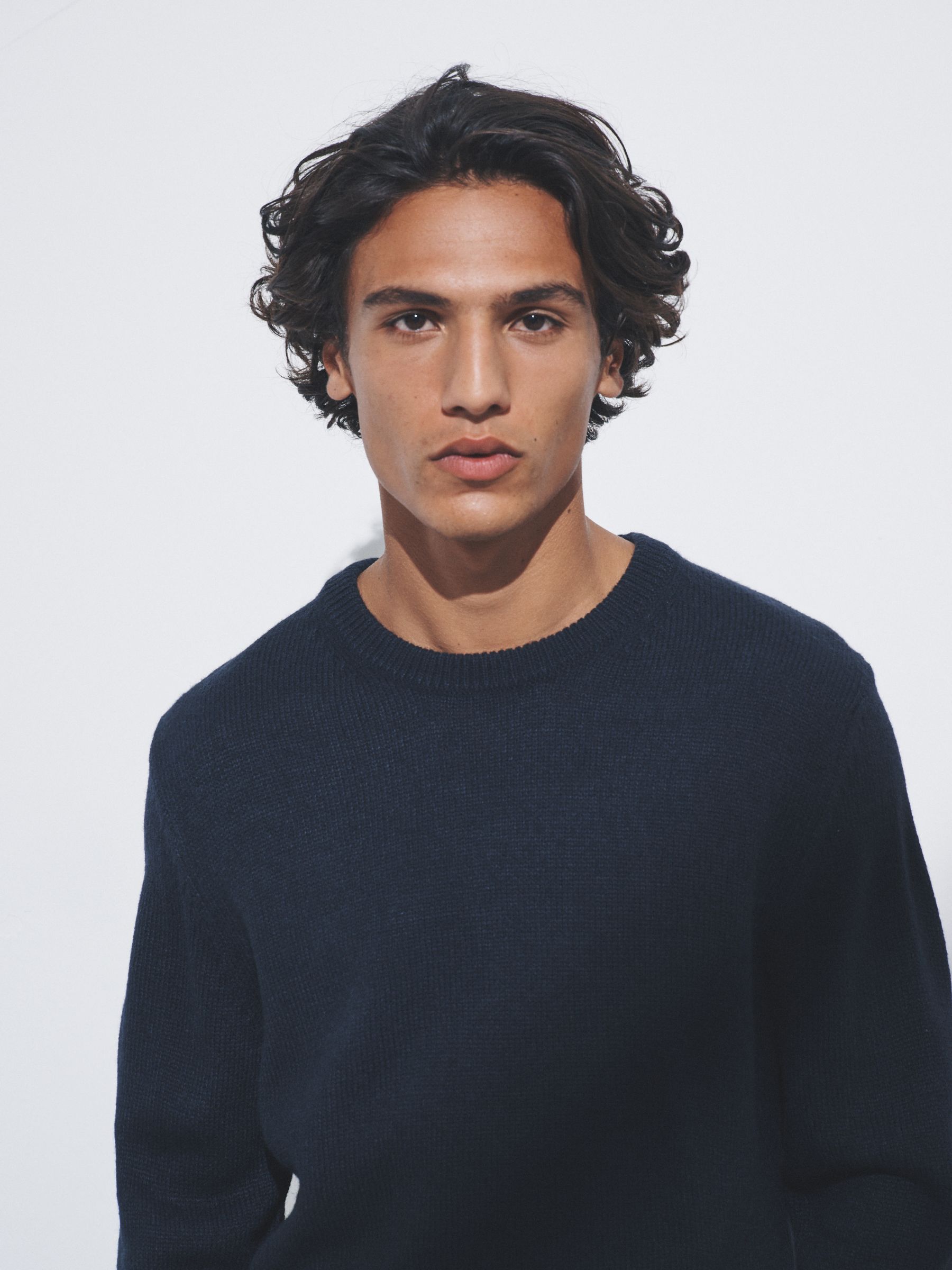 Brown/Navy - 2 Pack Crew Neck Knitted Jumpers with Wool - Image 6 of 14