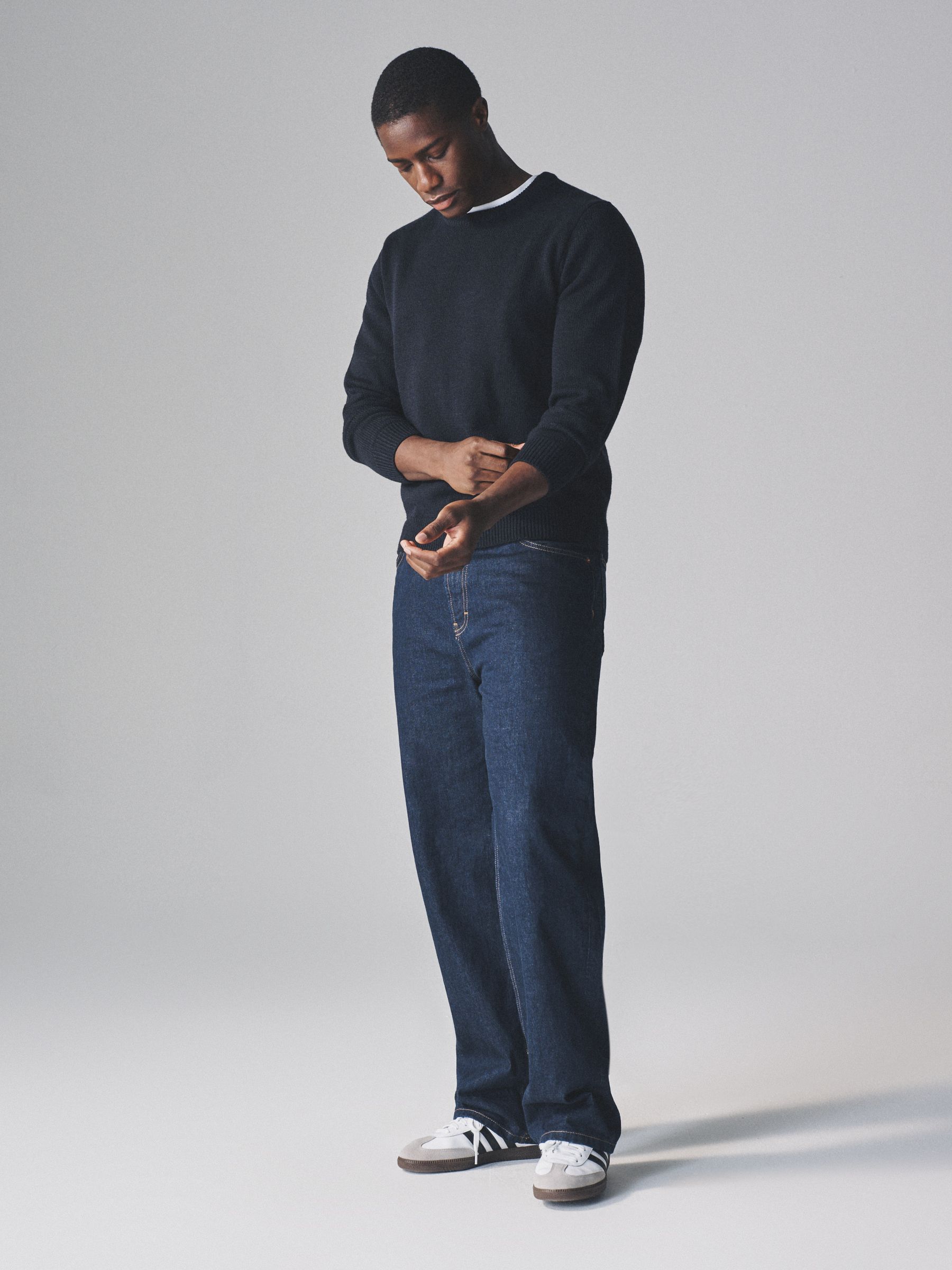 Brown/Navy - 2 Pack Crew Neck Knitted Jumpers with Wool - Image 7 of 14