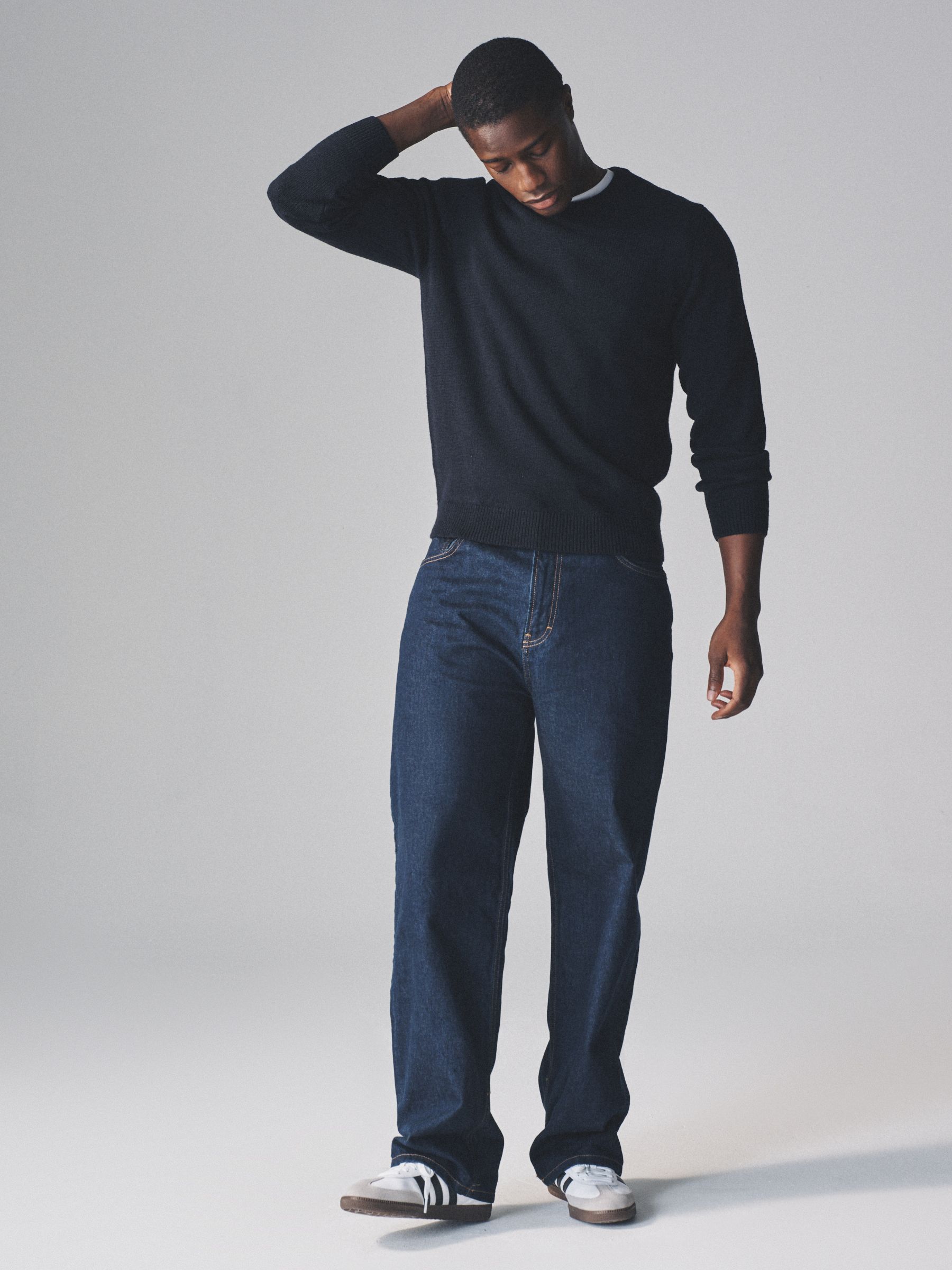Brown/Navy - 2 Pack Crew Neck Knitted Jumpers with Wool - Image 8 of 14