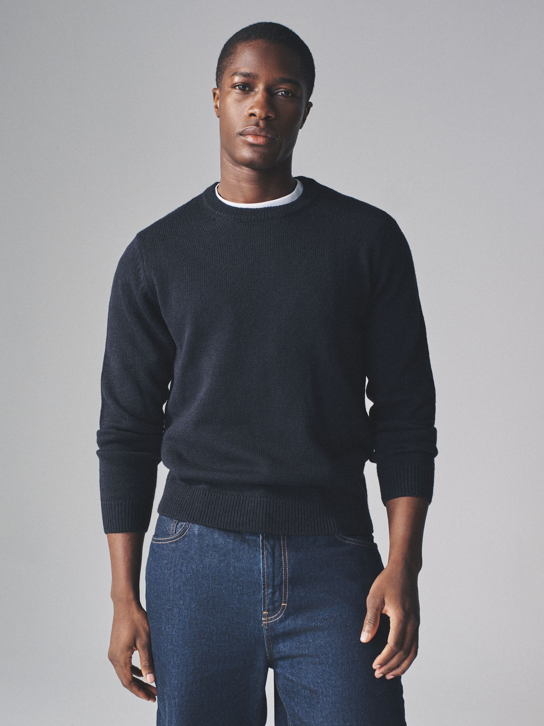 Brown/Navy - 2 Pack Crew Neck Knitted Jumpers with Wool - Image 9 of 14