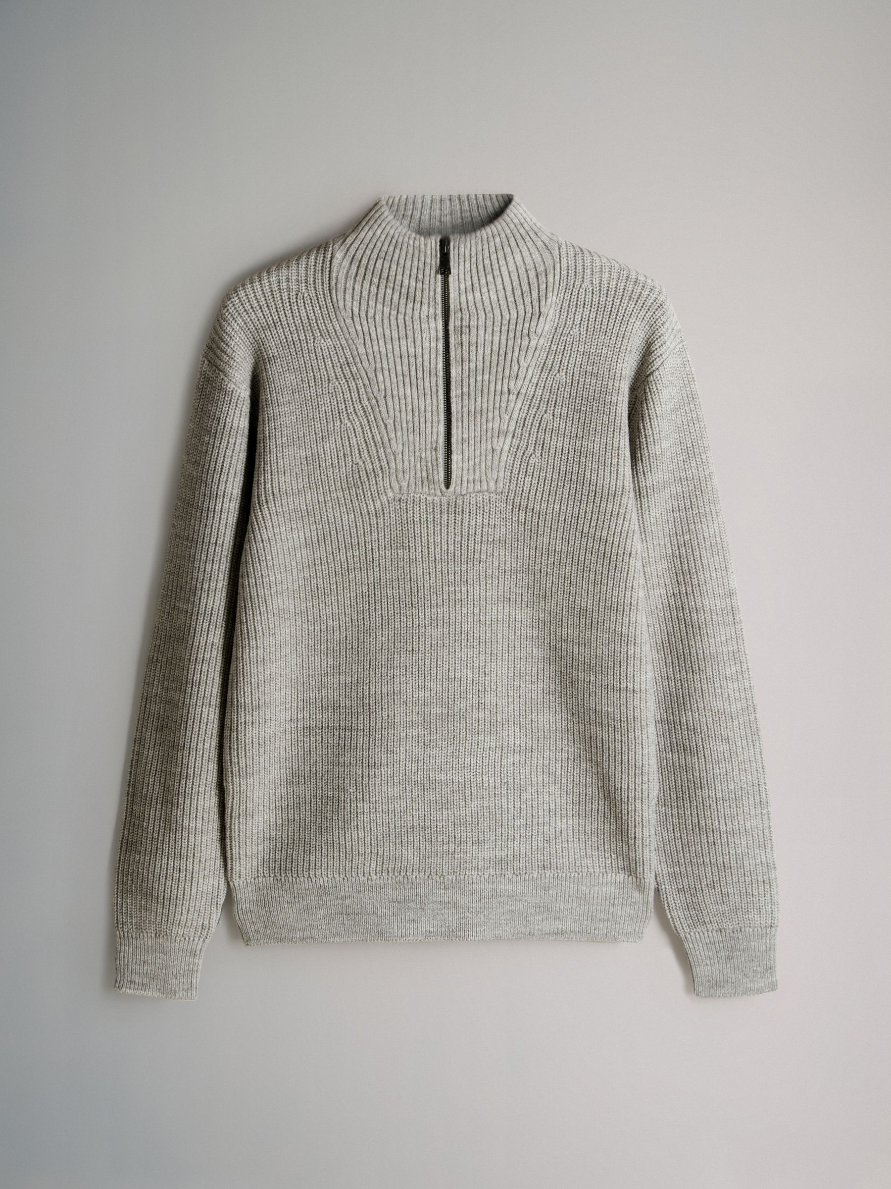 Grey Marl - 2 Pack Quarter Zip Neck Jumpers - Image 2 of 5
