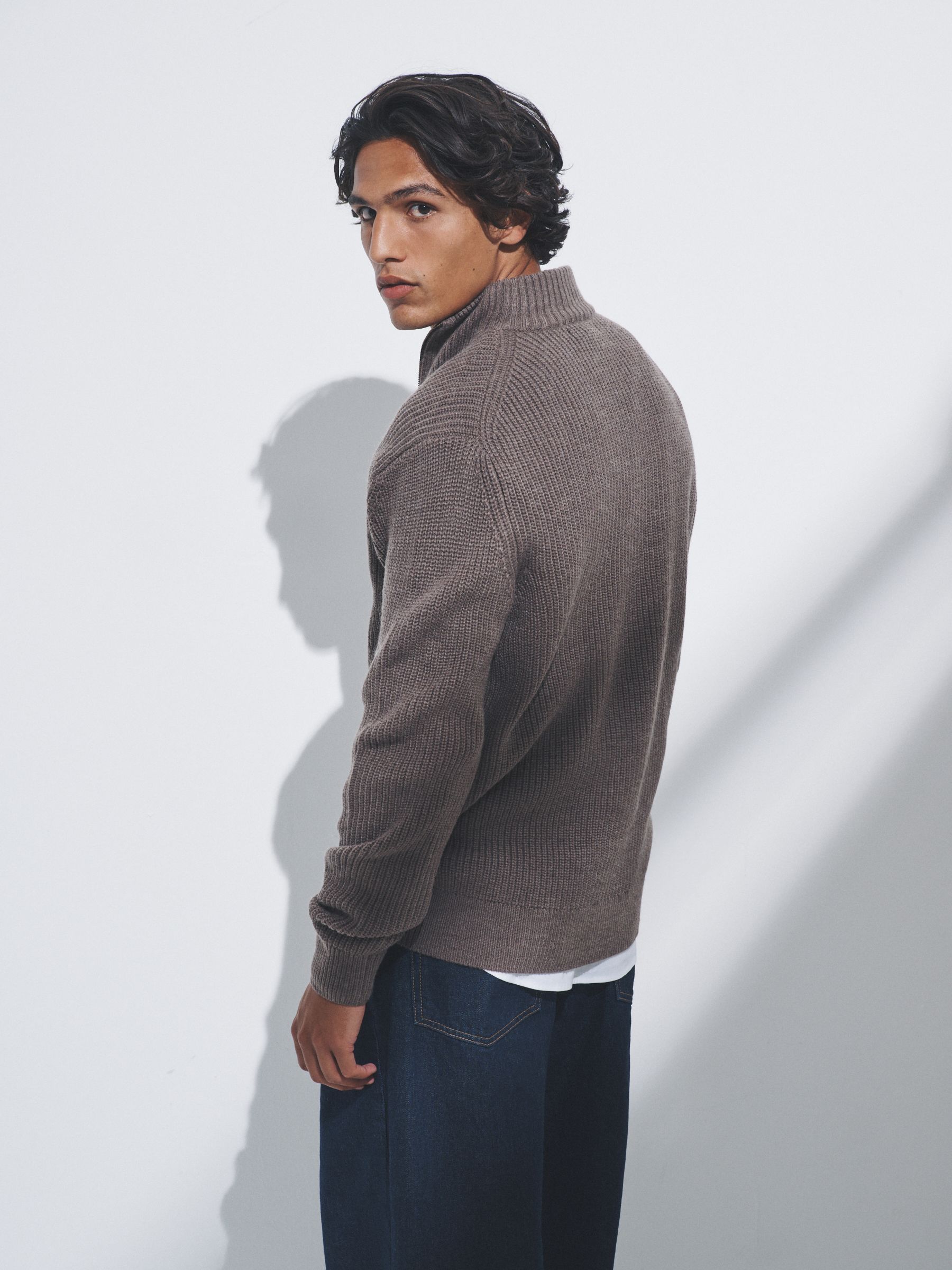 Brown/Navy Blue - 2 Pack Quarter Zip Neck Jumpers - Image 3 of 6