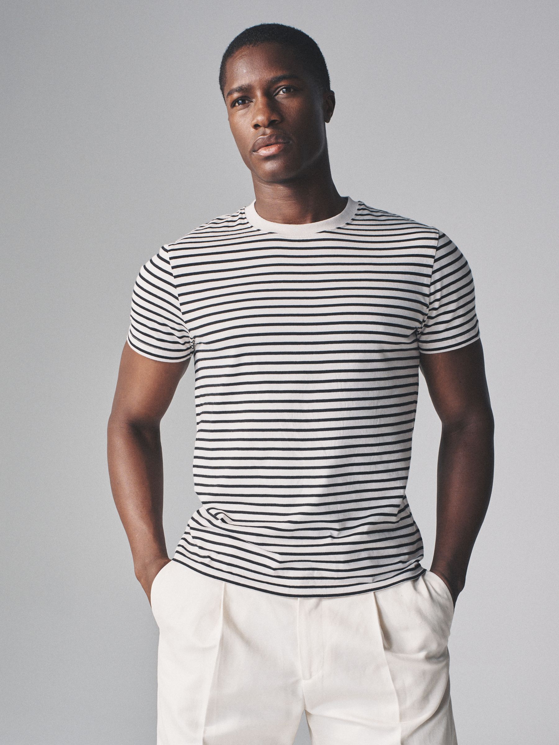 Black/Khaki/Green/Stripe - Regular Fit - 4 Pack Short Sleeve Cotton T-Shirts - Image 2 of 16