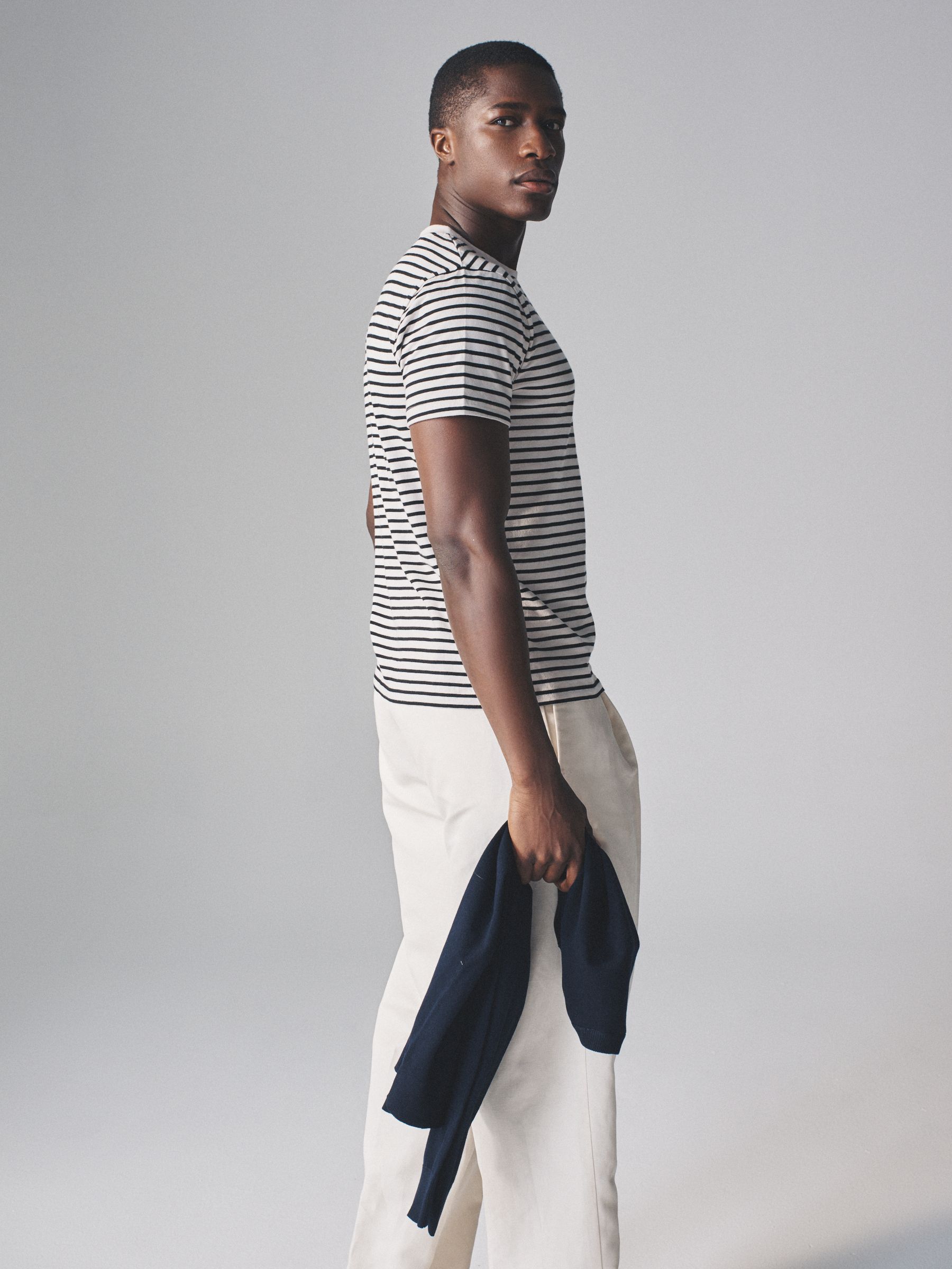 Black/Khaki/Green/Stripe - Regular Fit - 4 Pack Short Sleeve Cotton T-Shirts - Image 5 of 16