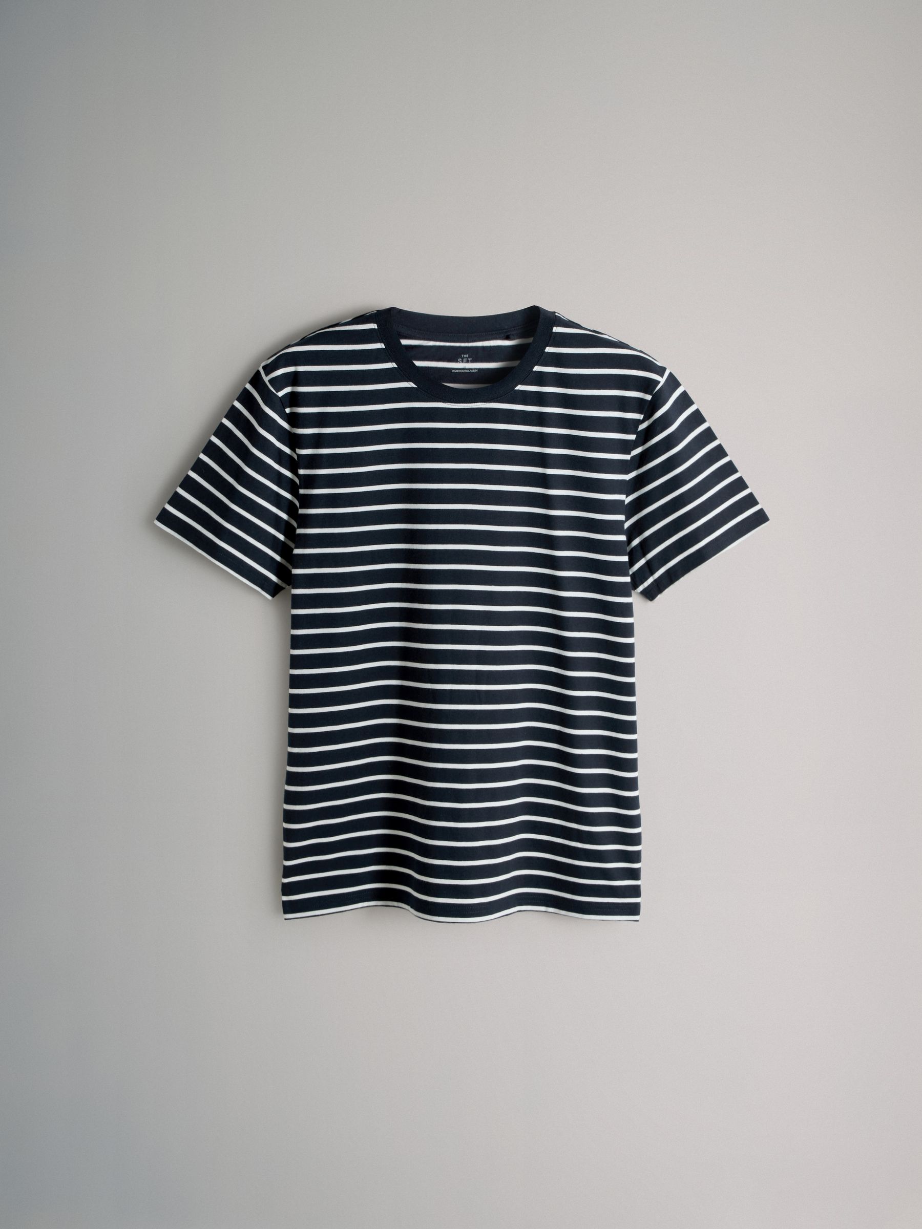 Navy Blue/Brown/Cream/White/Stripe - 8 Pack Regular Short Sleeve Cotton T-Shirts - Image 2 of 11