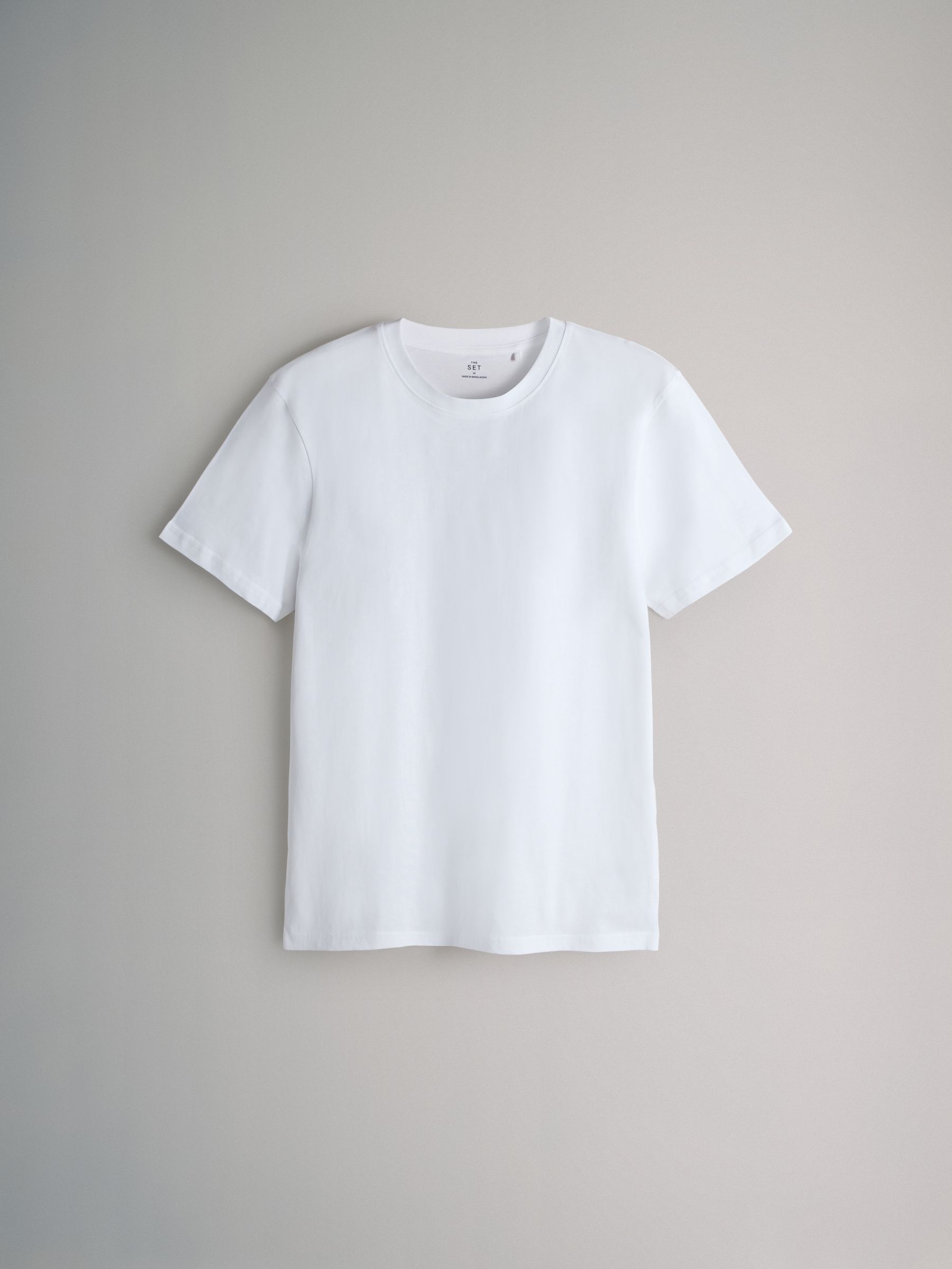 Navy Blue/Brown/Cream/White/Stripe - 8 Pack Regular Short Sleeve Cotton T-Shirts - Image 6 of 11