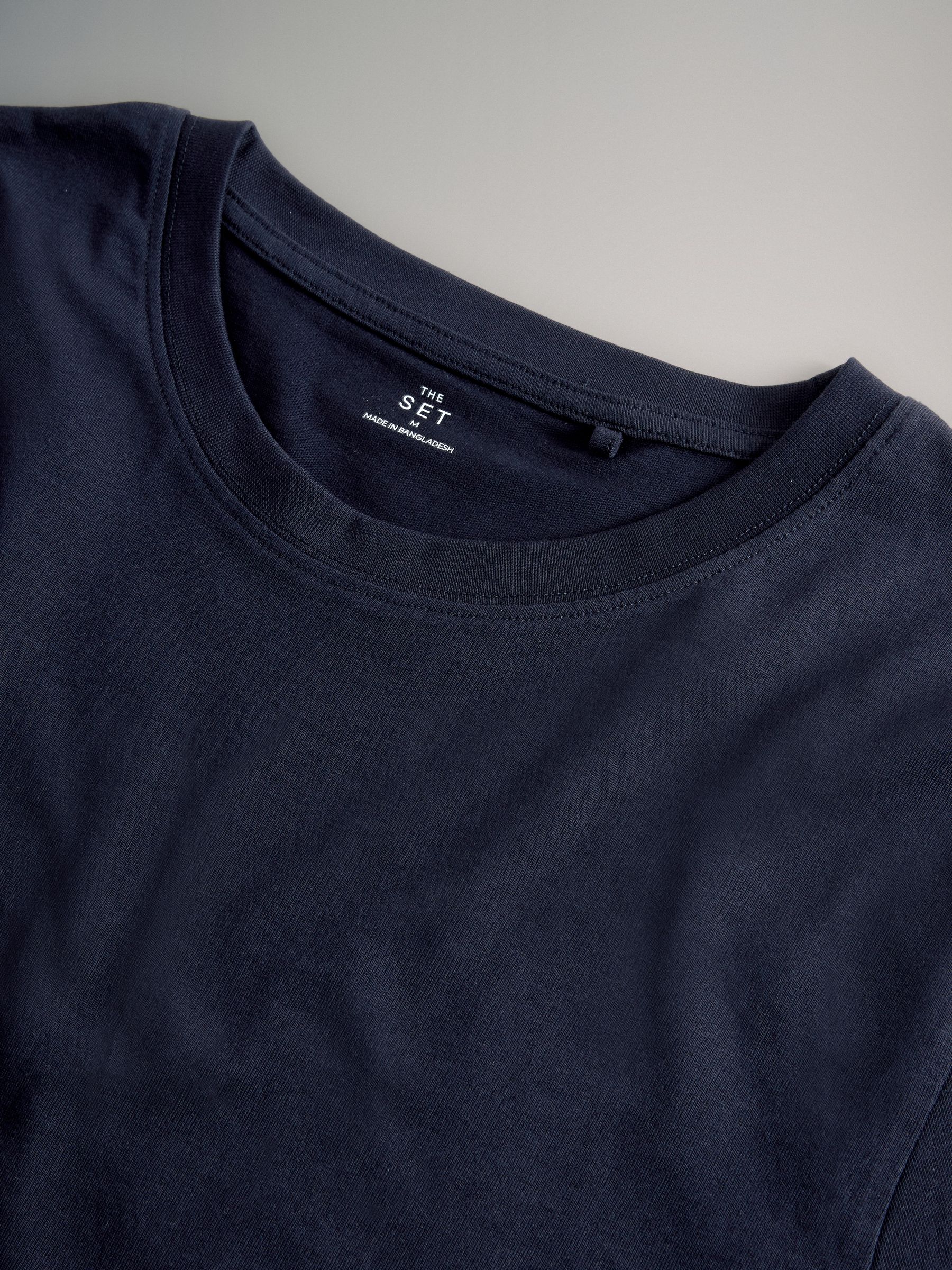 Navy Blue/Brown/Cream/White/Stripe 8 Pack Regular Short Sleeve Cotton T-Shirts - Image 6 of 6