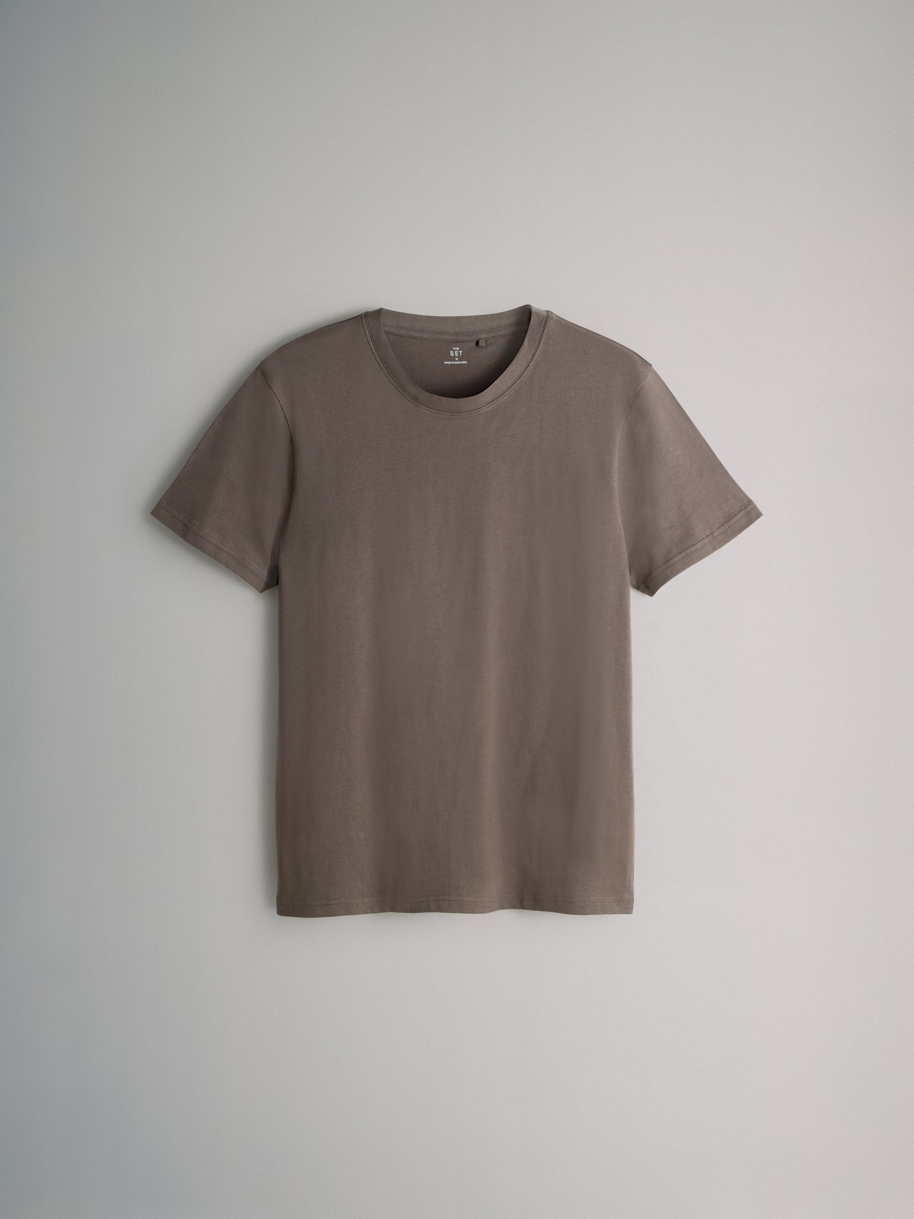 Navy Blue/Brown/Cream/White/Stripe - 8 Pack Regular Short Sleeve Cotton T-Shirts - Image 8 of 11