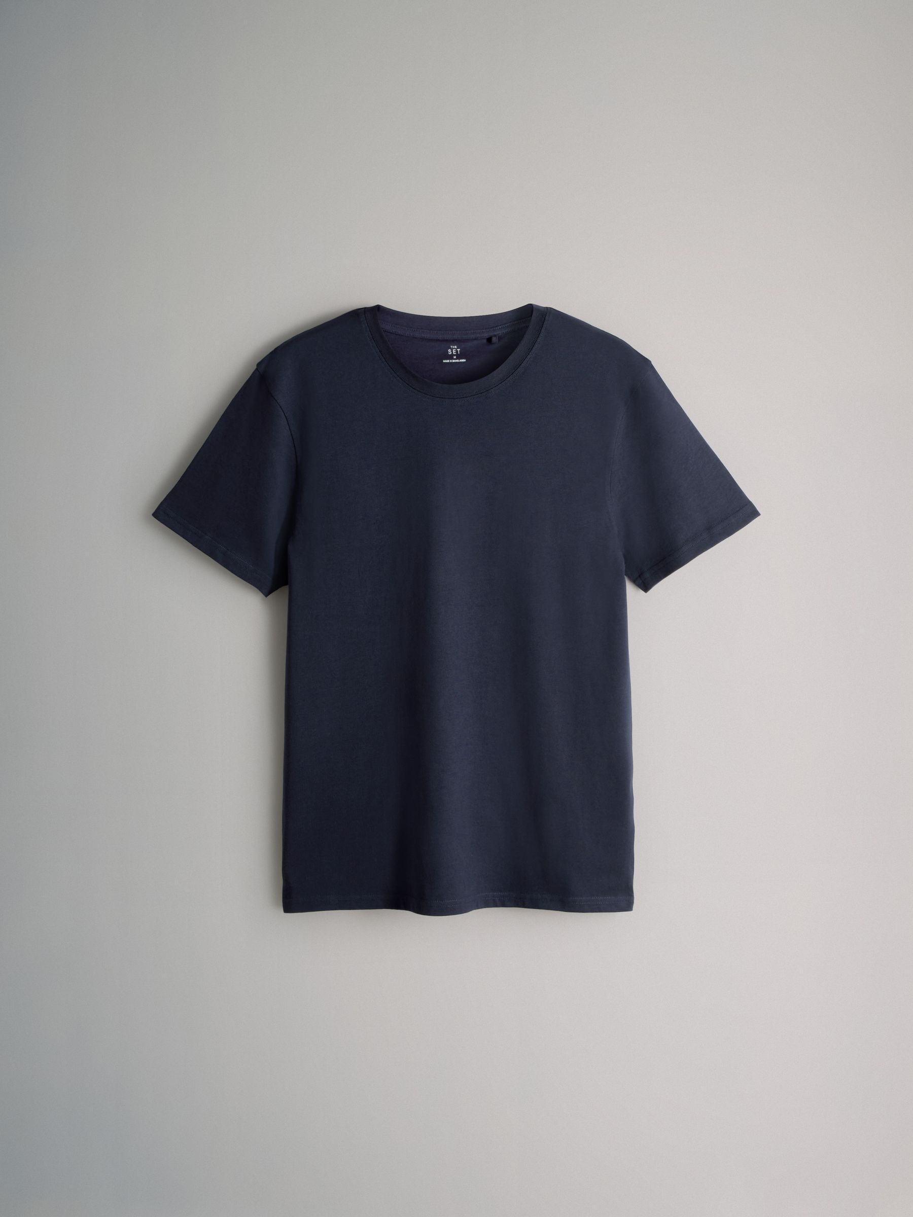 Navy Blue/Brown/Cream/White/Stripe - 8 Pack Regular Short Sleeve Cotton T-Shirts - Image 9 of 11