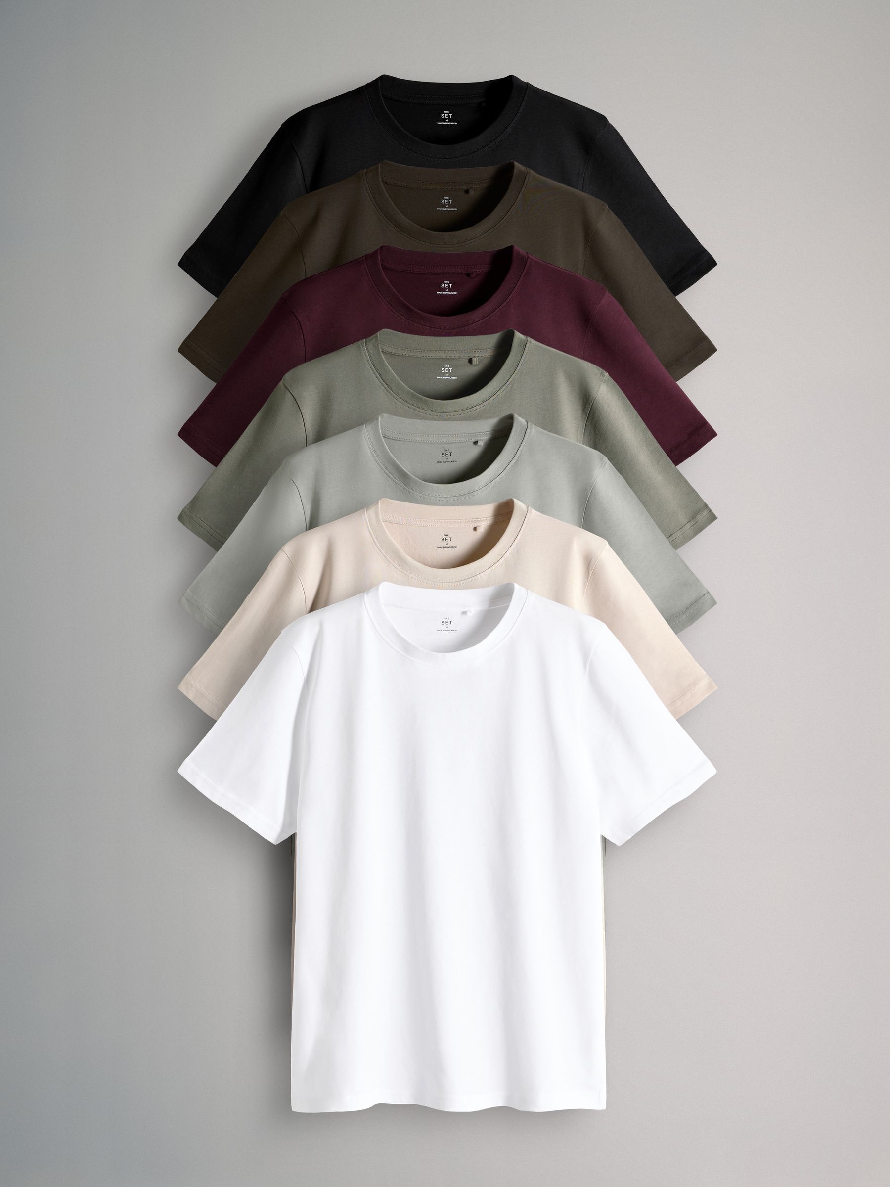 Black/Green/Red/White - 7 Pack Regular Short Sleeve Cotton T-Shirts - Image 2 of 15