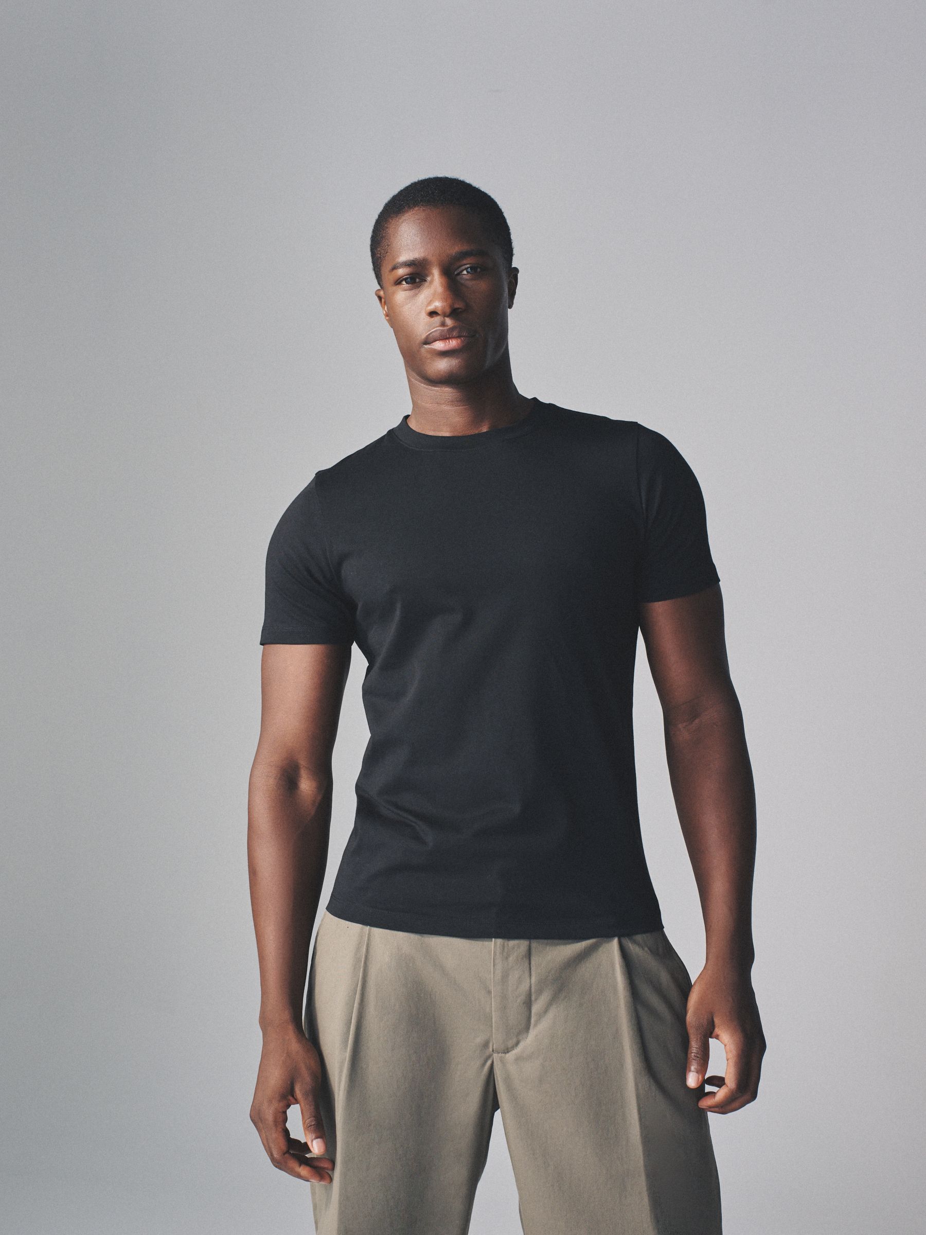 Black/Brown/Cream/White - Slim Fit - 4 Pack Short Sleeve Cotton T-Shirts - Image 1 of 14