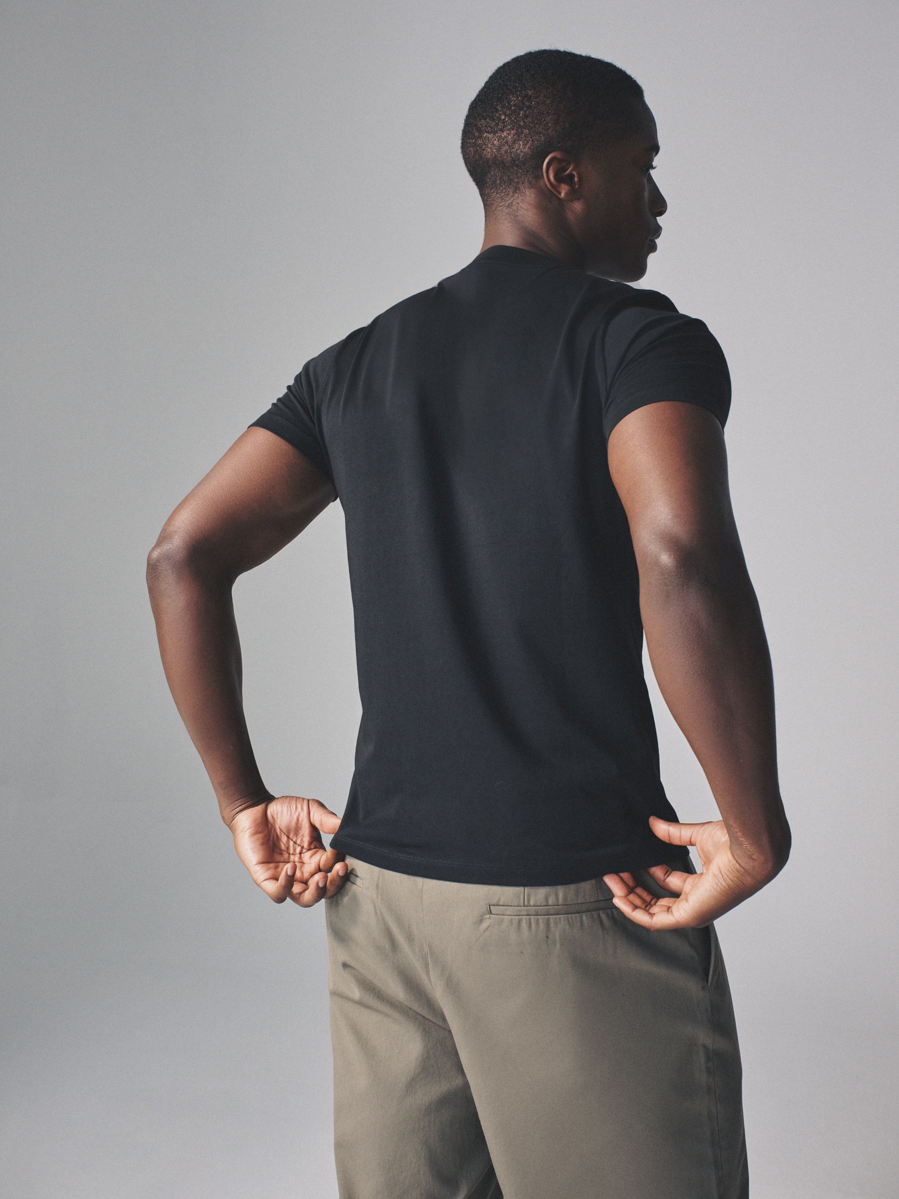 Black/Brown/Cream/White - Slim Fit - 4 Pack Short Sleeve Cotton T-Shirts - Image 7 of 14