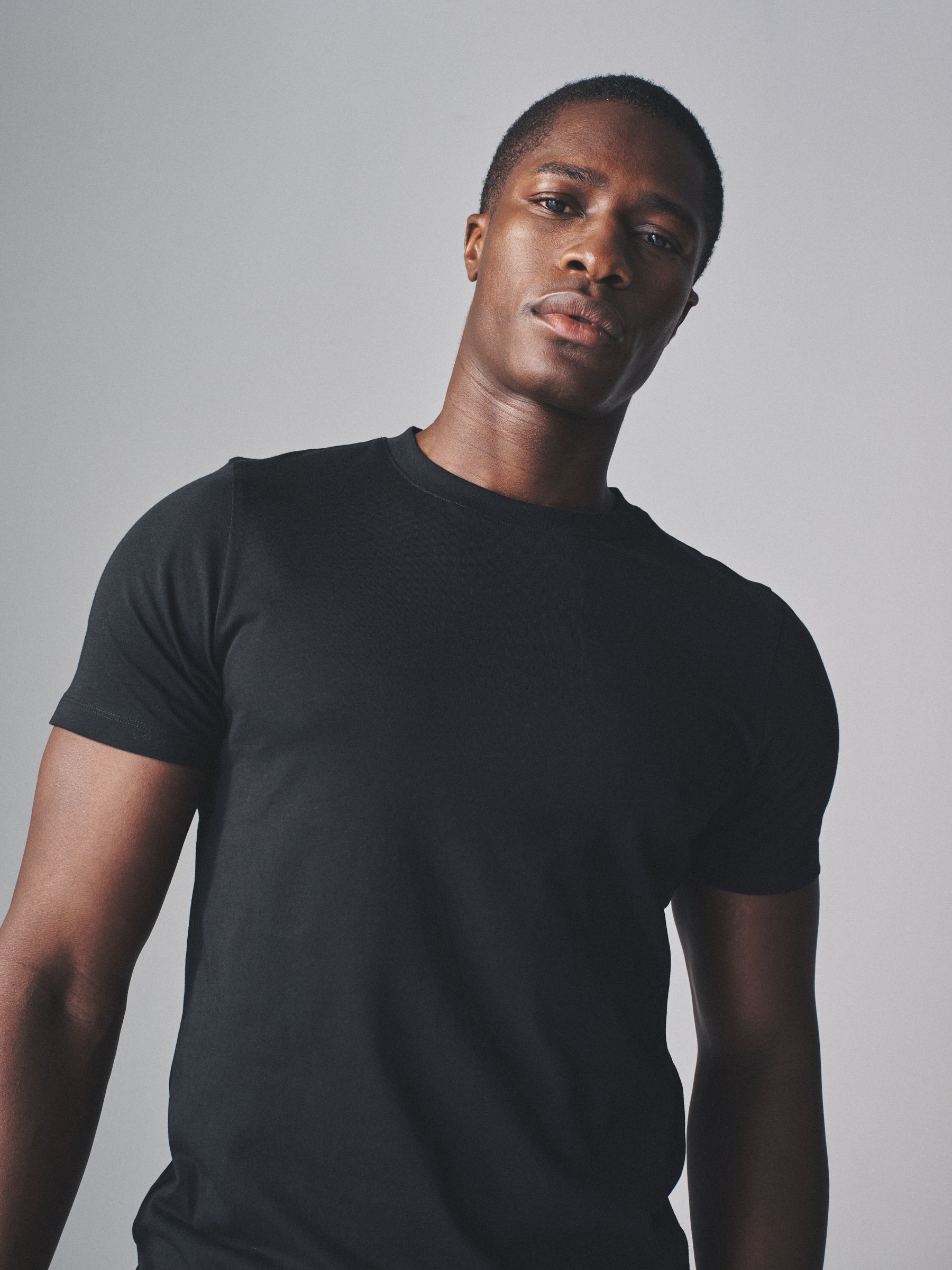 Black/Brown/Cream/White - Slim Fit - 4 Pack Short Sleeve Cotton T-Shirts - Image 8 of 14