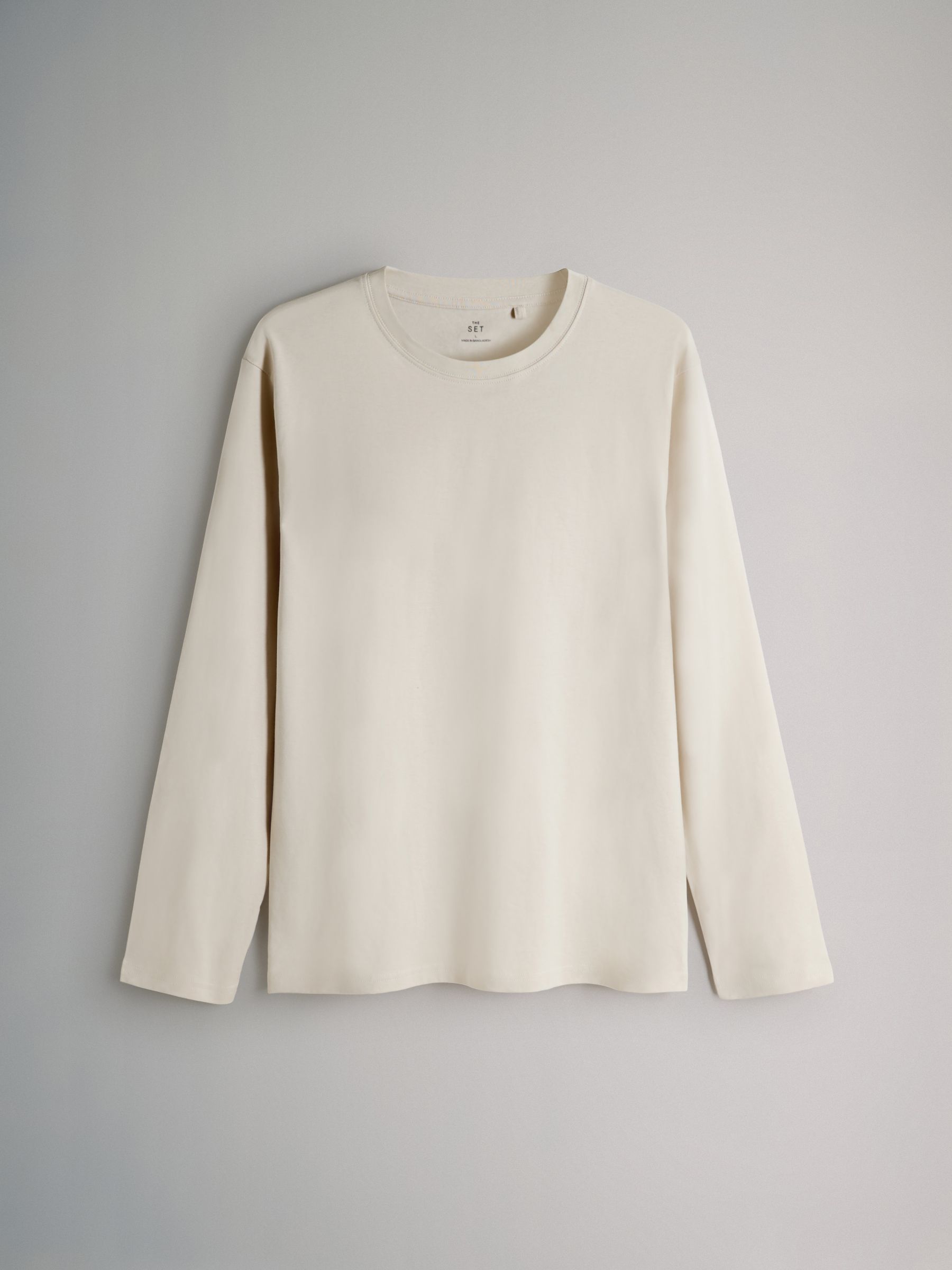 Black/Cream/Green/Khaki - 4 Pack Regular Long Sleeve Cotton T-Shirts - Image 2 of 6 Black/Cream/Green/Khaki - 4 Pack Regular Long Sleeve Cotton T-Shirts - Image 2 of 6