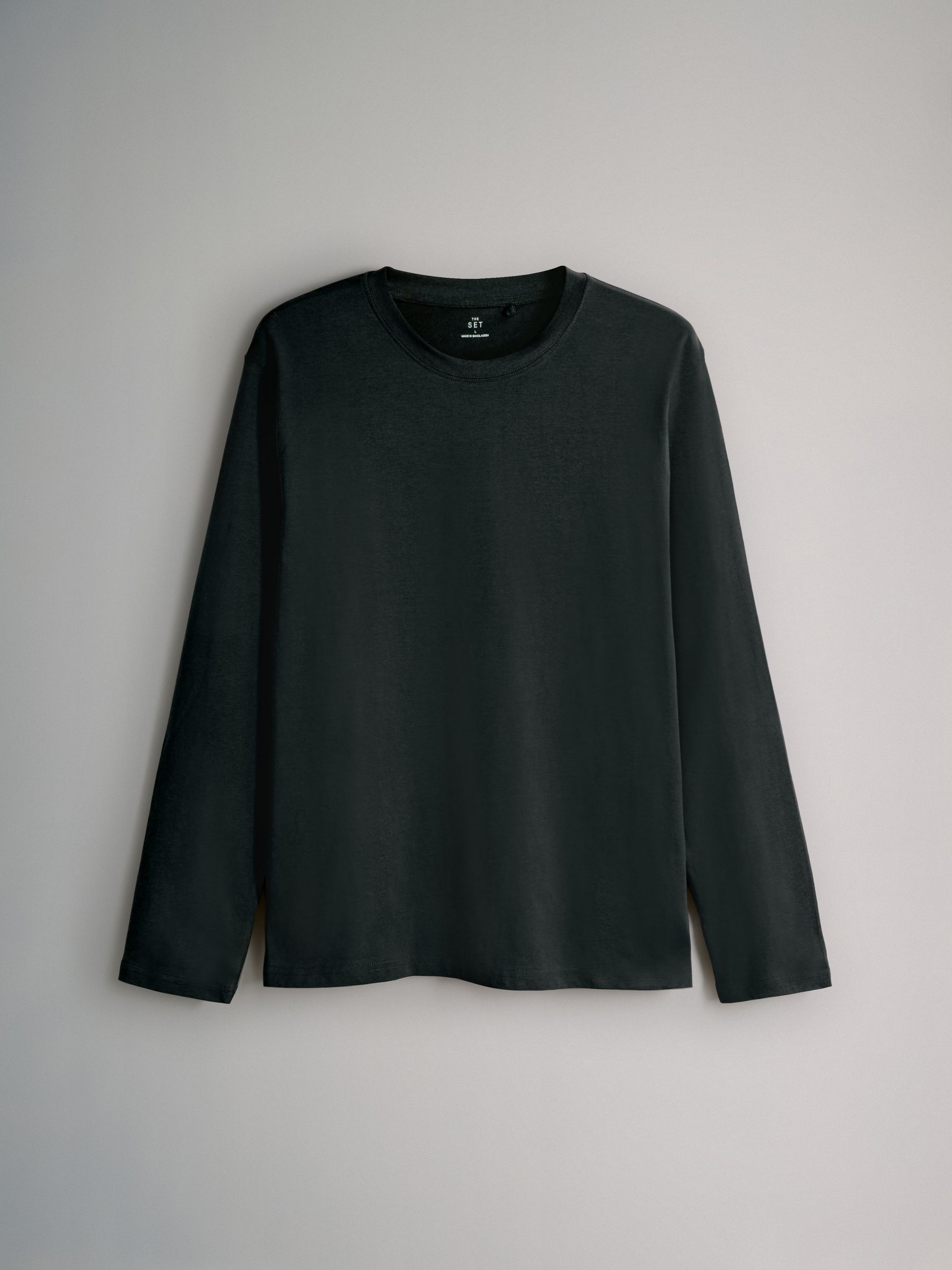 Black/Cream/Green/Khaki - 4 Pack Regular Long Sleeve Cotton T-Shirts - Image 3 of 6