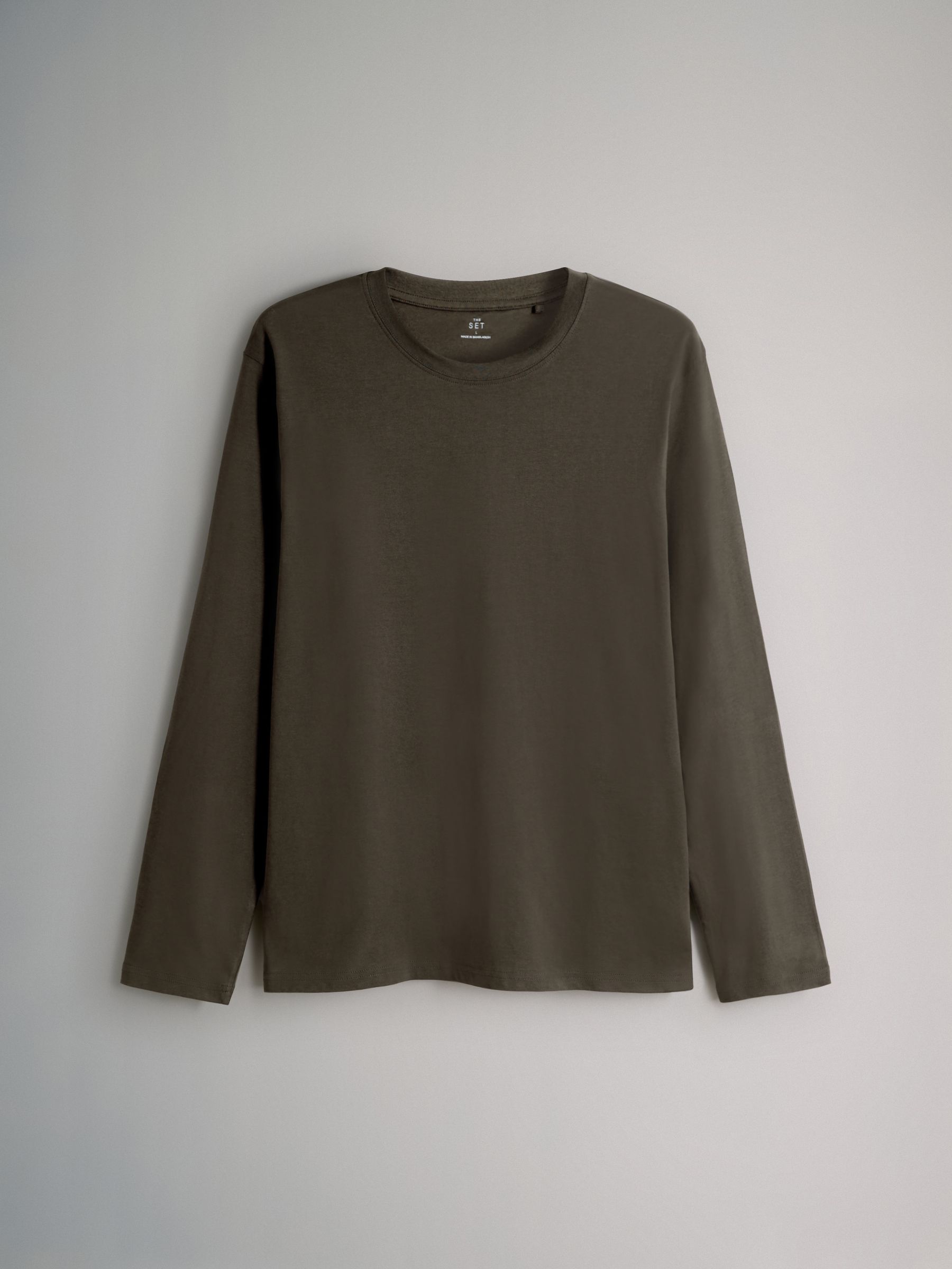 Black/Cream/Green/Khaki - 4 Pack Regular Long Sleeve Cotton T-Shirts - Image 4 of 6