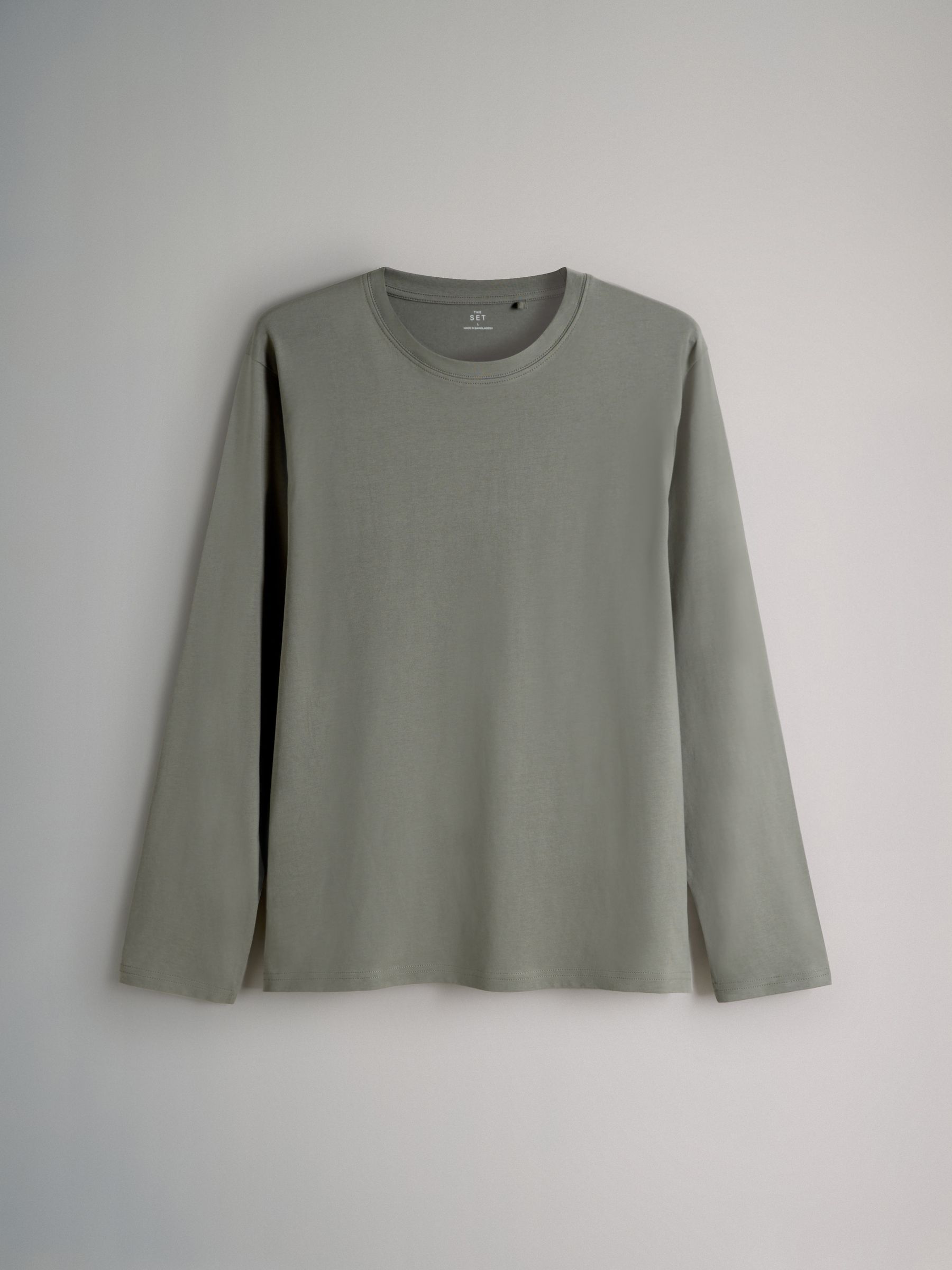 Black/Cream/Green/Khaki - 4 Pack Regular Long Sleeve Cotton T-Shirts - Image 5 of 6