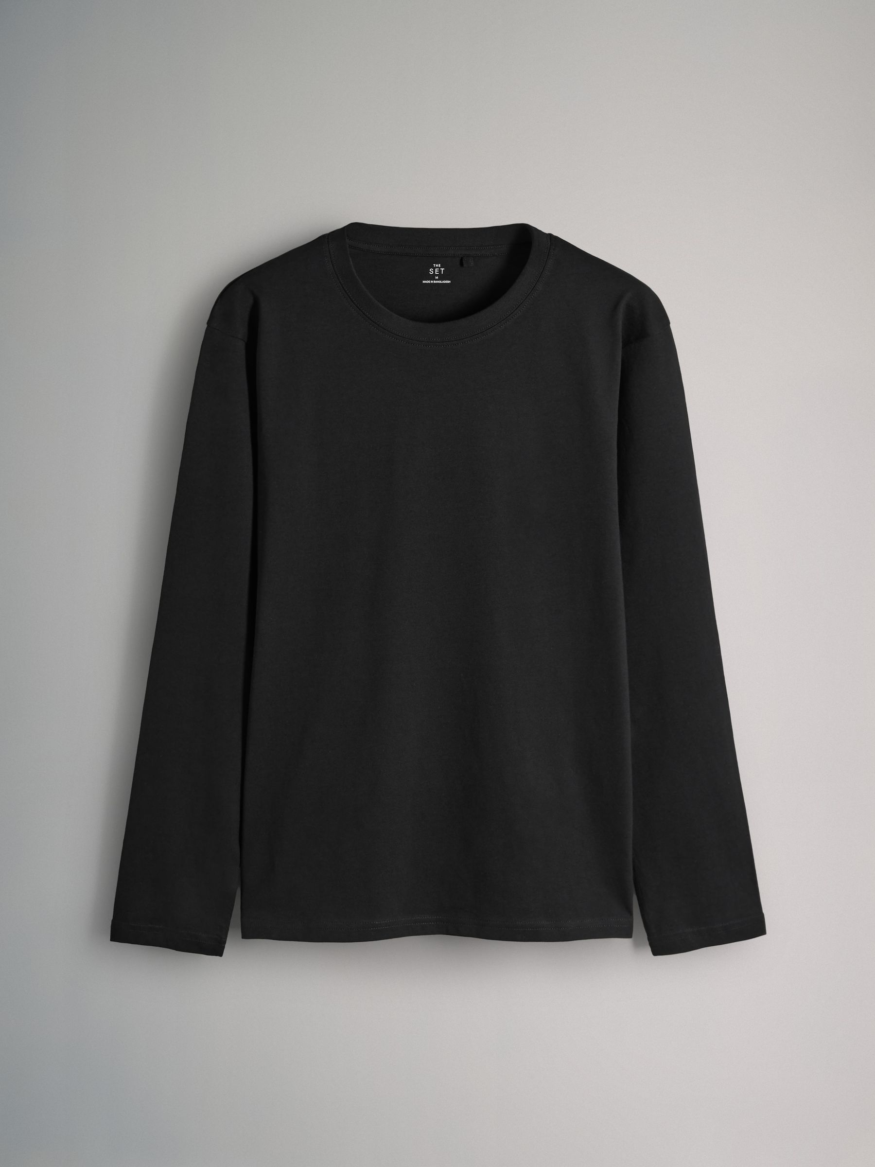 Black/Charcoal/Grey Marl/White - 4 Pack Regular Long Sleeve Cotton T-Shirts - Image 10 of 12
