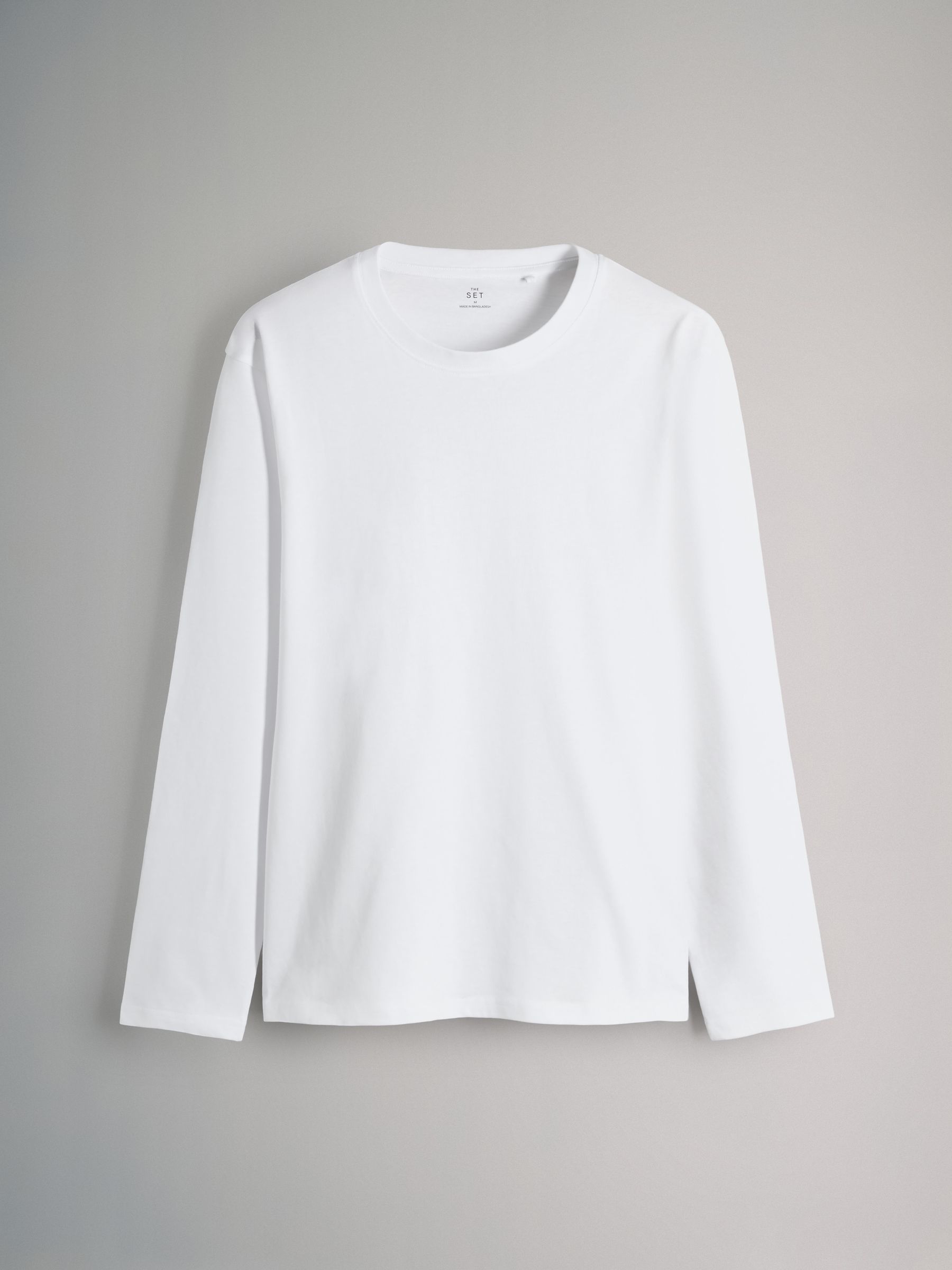 Black/Charcoal/Grey Marl/White - 4 Pack Regular Long Sleeve Cotton T-Shirts - Image 7 of 12