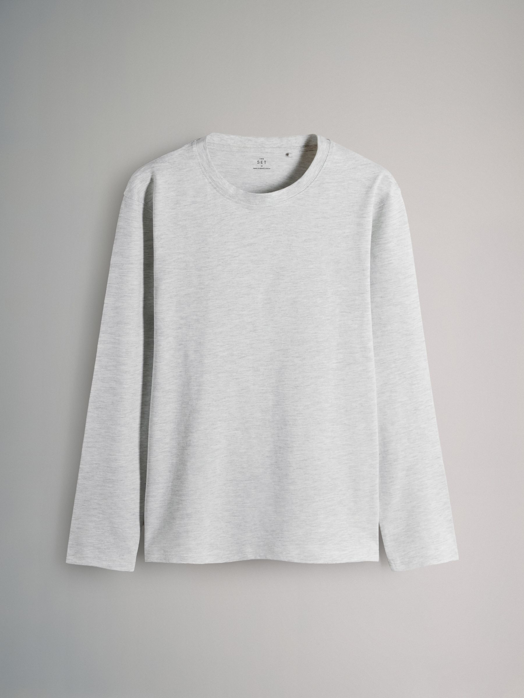 Black/Charcoal/Grey Marl/White - 4 Pack Regular Long Sleeve Cotton T-Shirts - Image 8 of 12