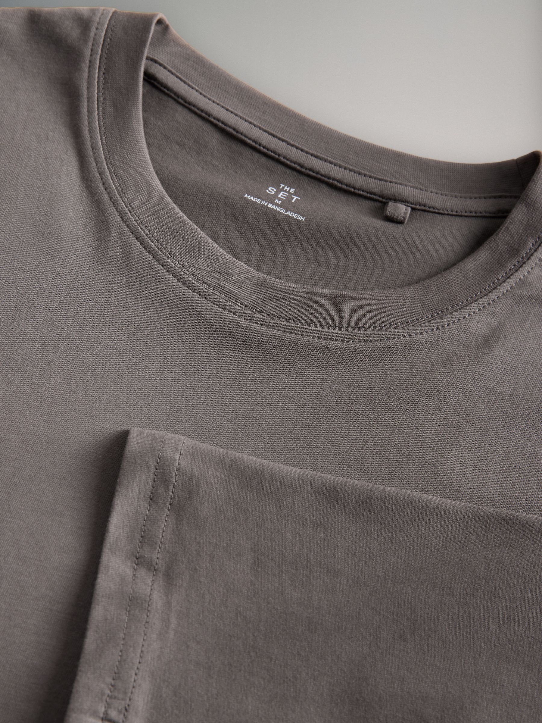 Black/Cream/Brown/White - 4 Pack Regular Long Sleeve Cotton T-Shirts - Image 9 of 10