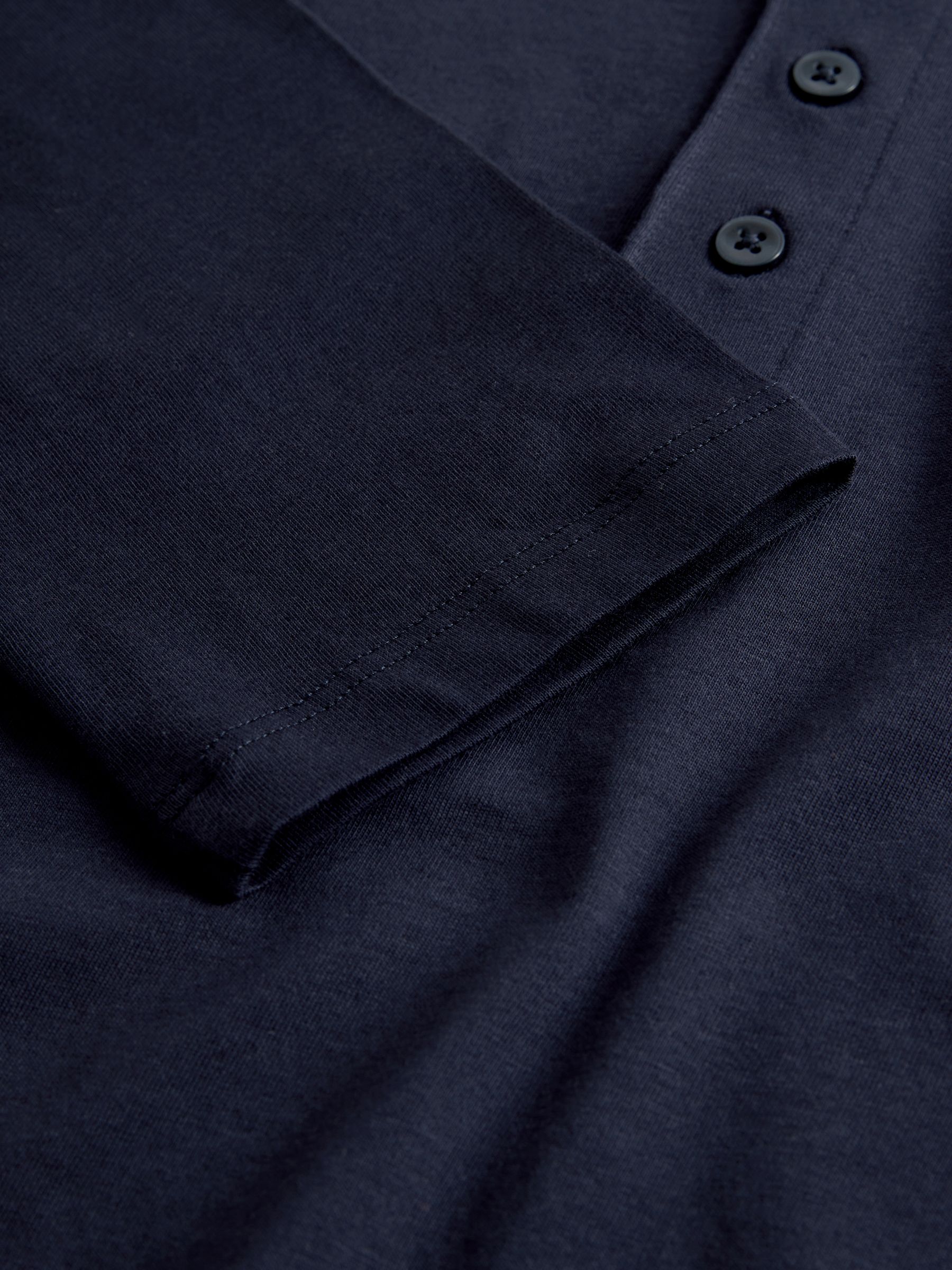 Navy Blue/Brown/White 3 Pack Long Sleeve Cotton Henley T-Shirts - Image 6 of 6