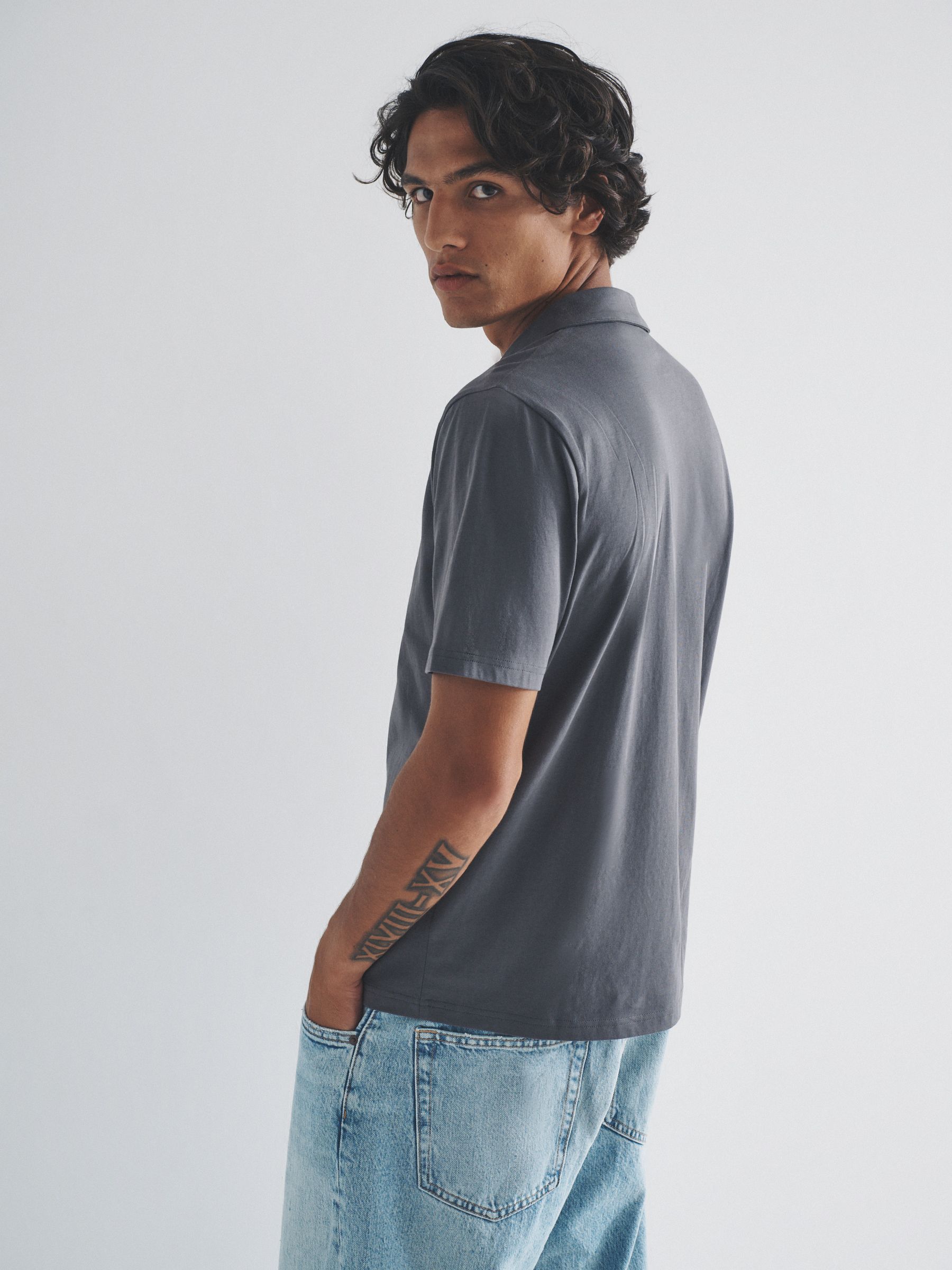 Black / Charcoal / Grey marl - 3 Pack Short Sleeve Cotton Jersey Polo Shirts - Image 3 of 11