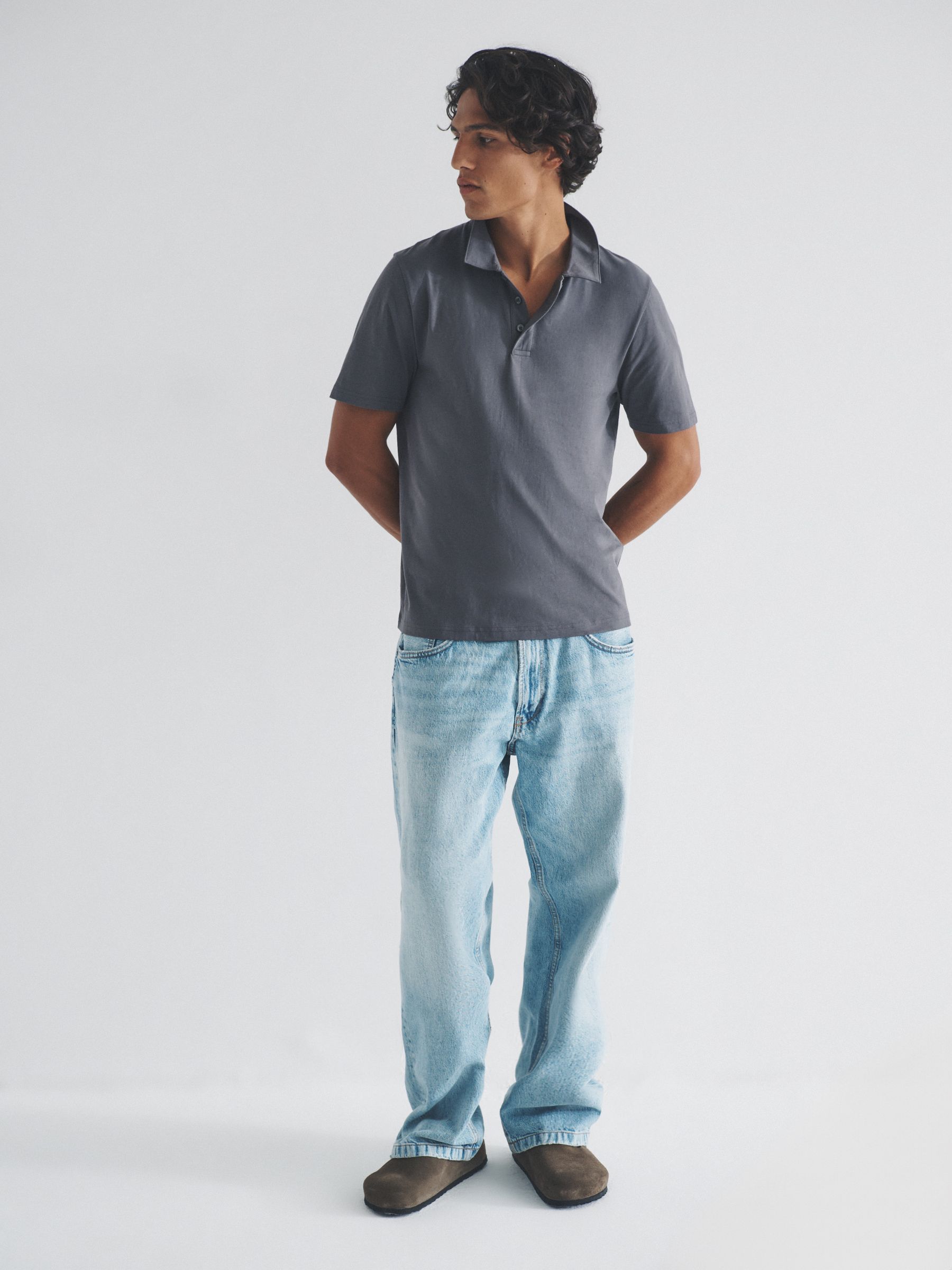 Black / Charcoal / Grey marl - 3 Pack Short Sleeve Cotton Jersey Polo Shirts - Image 4 of 11