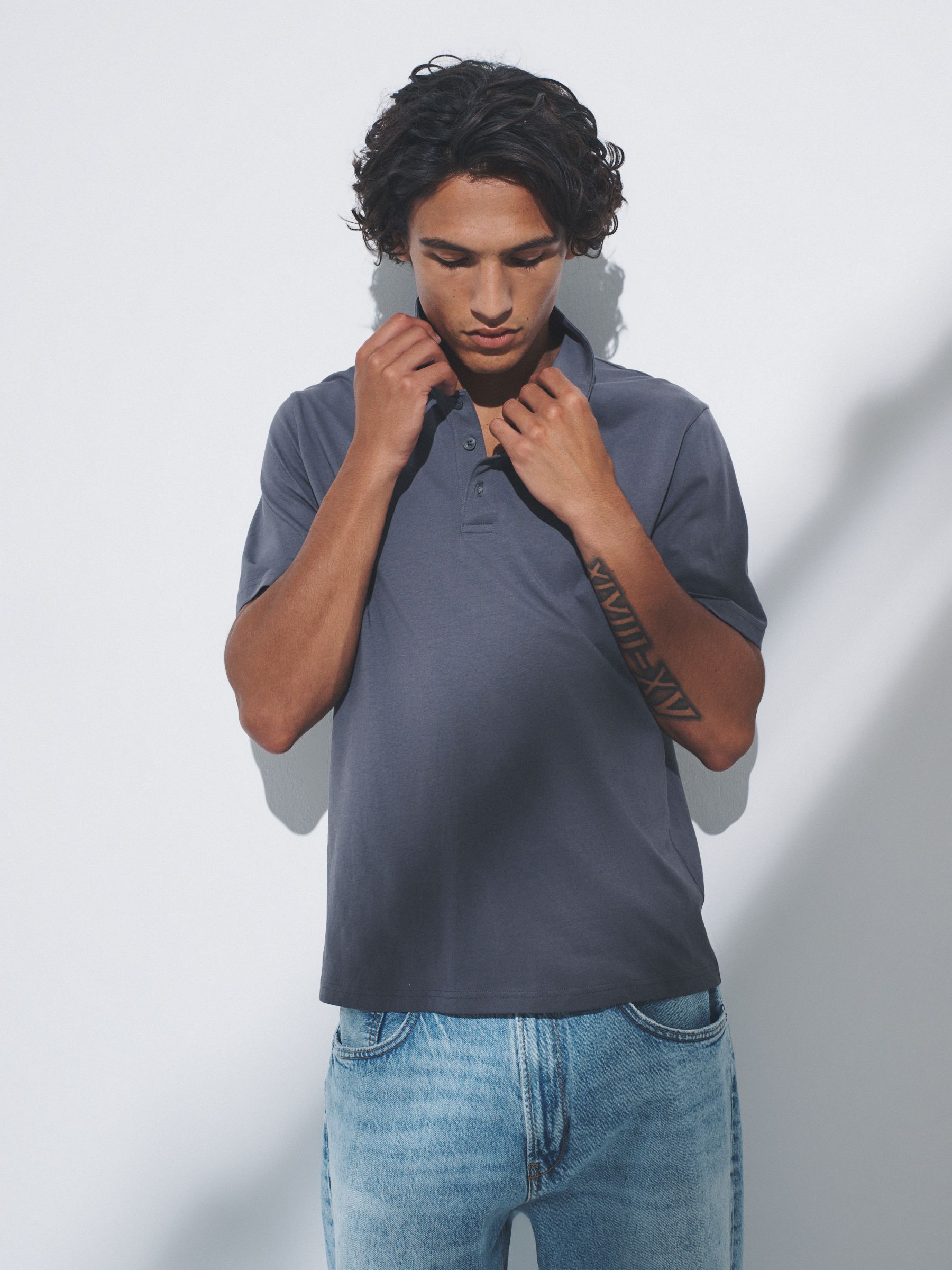 Black / Charcoal / Grey marl - 3 Pack Short Sleeve Cotton Jersey Polo Shirts - Image 5 of 11