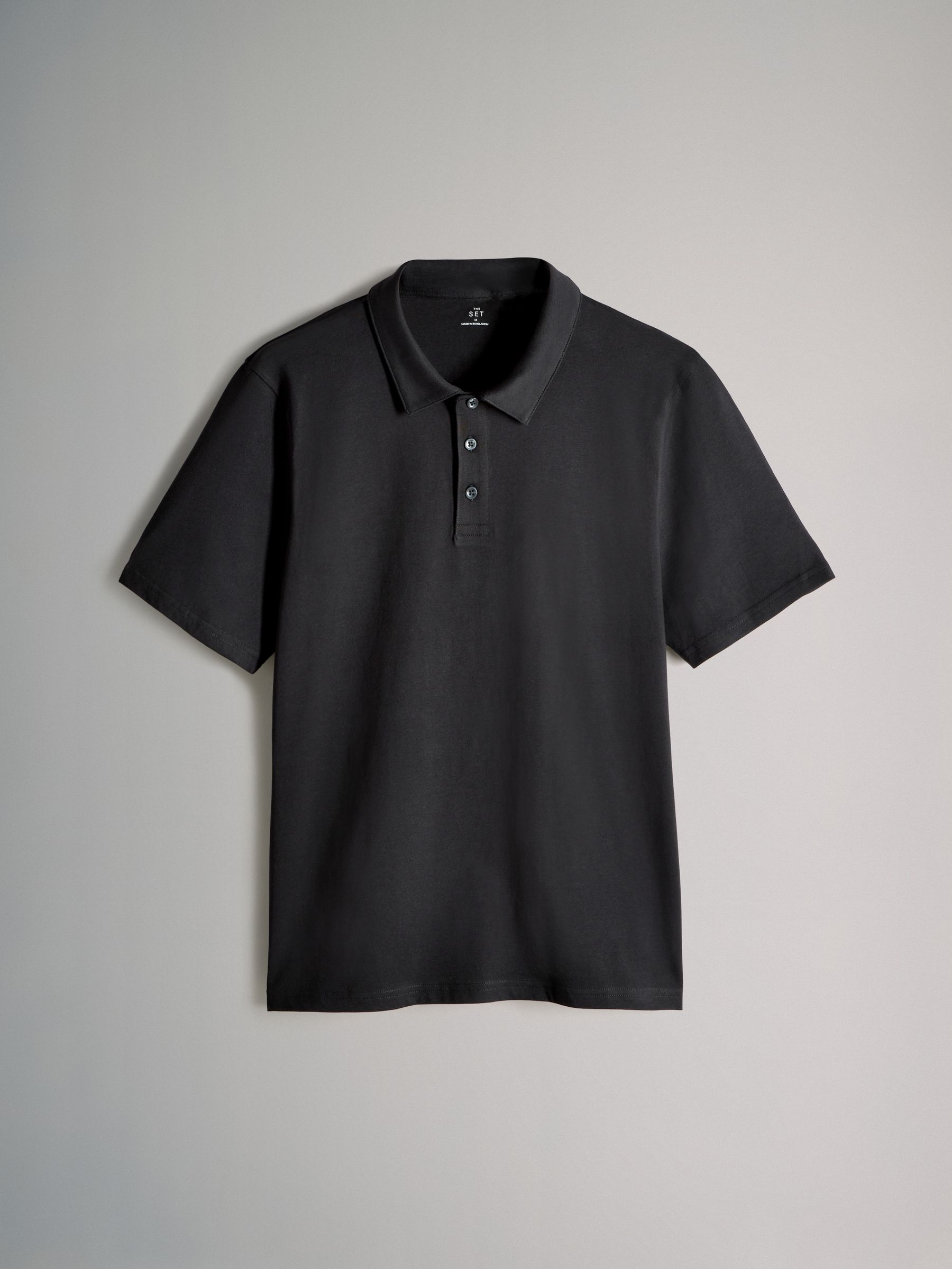 Black / Charcoal / Grey marl - 3 Pack Short Sleeve Cotton Jersey Polo Shirts - Image 9 of 11