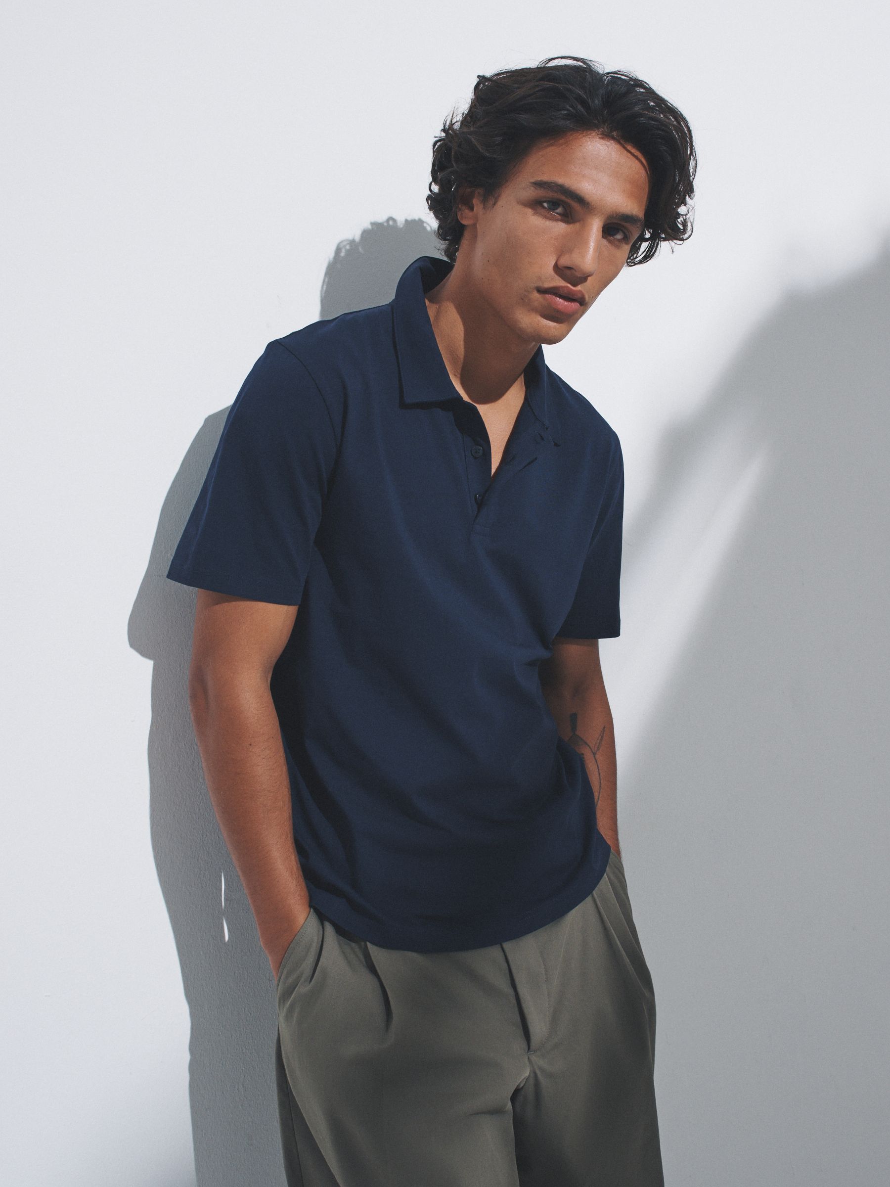 Navy Blue/Brown/White - 3 Pack Short Sleeve Cotton Jersey Polo Shirts - Image 1 of 11
