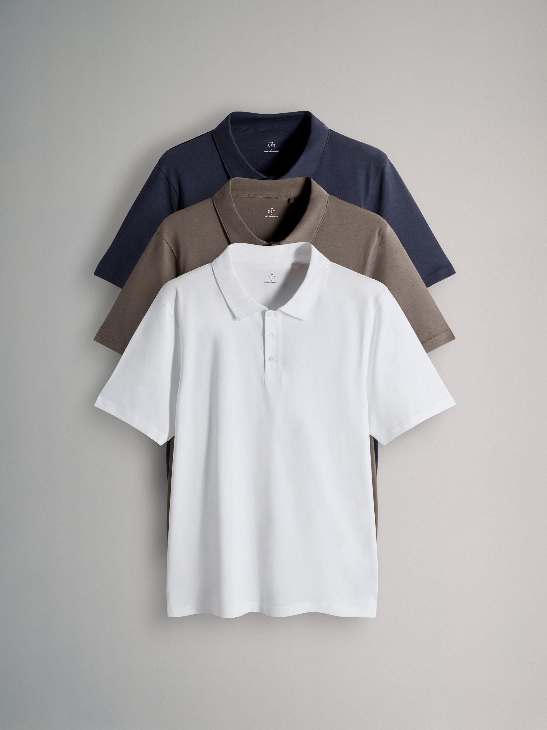 Navy Blue/Brown/White - 3 Pack Short Sleeve Cotton Jersey Polo Shirts - Image 2 of 11