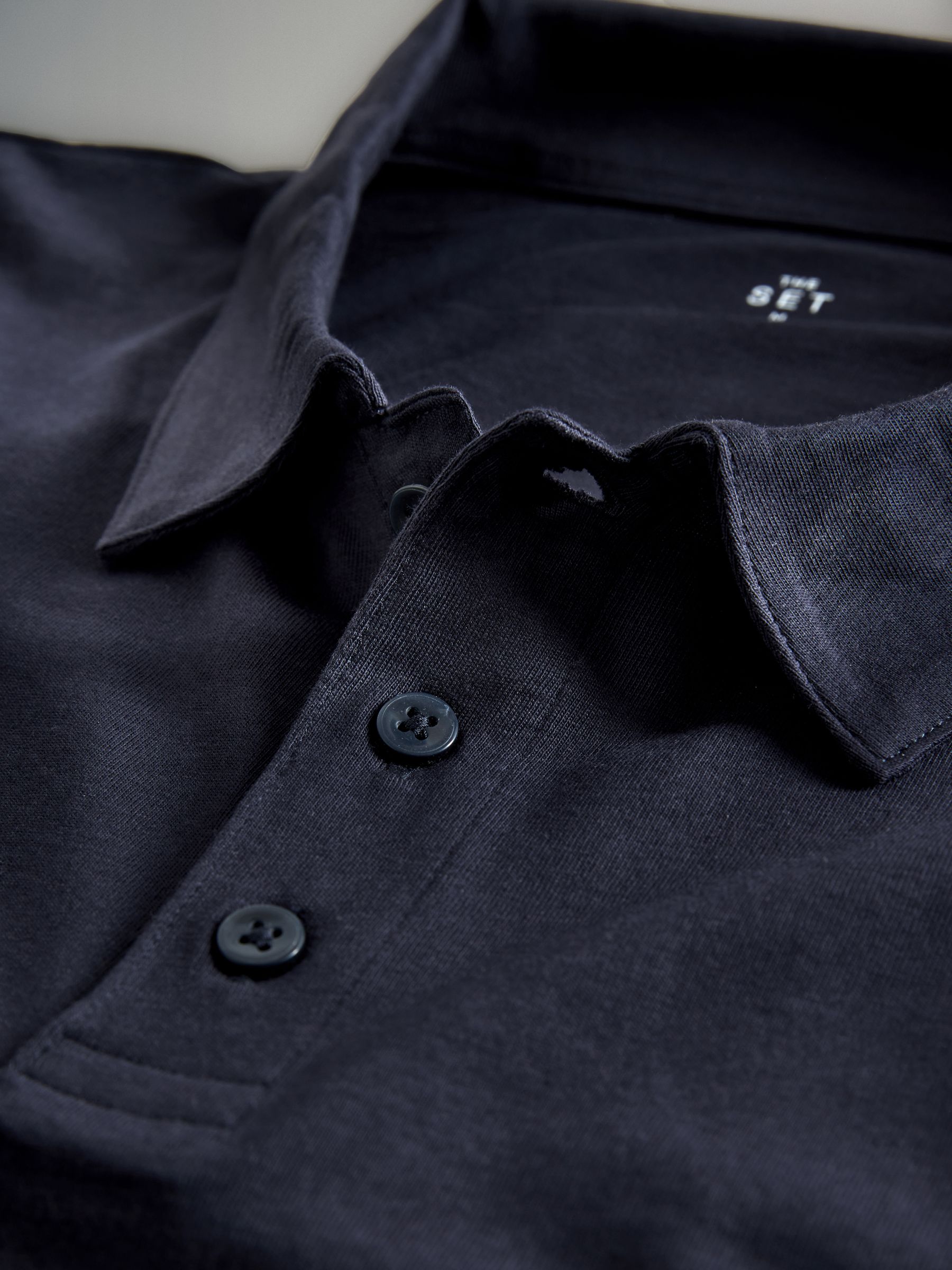 Navy Blue/Brown/White 3 Pack Short Sleeve Cotton Jersey Polo Shirts - Image 6 of 6