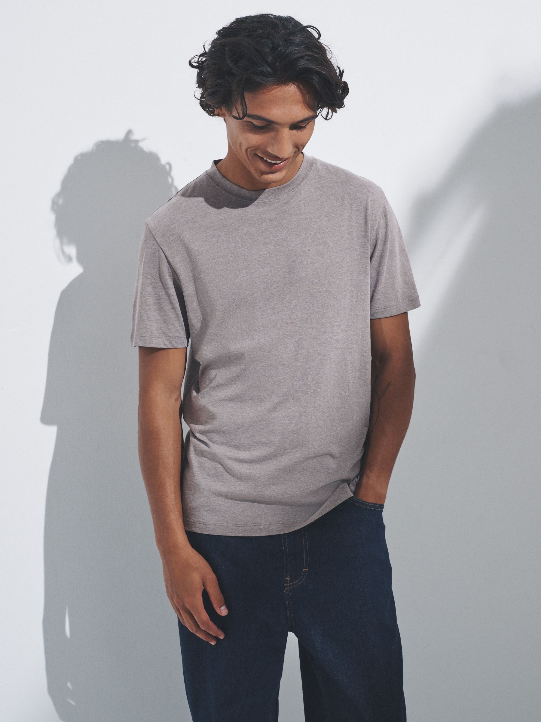 10 Pack Regular Short Sleeve Cotton Blend T-Shirts Black/Grey/Brown/White - Image 3 of 5