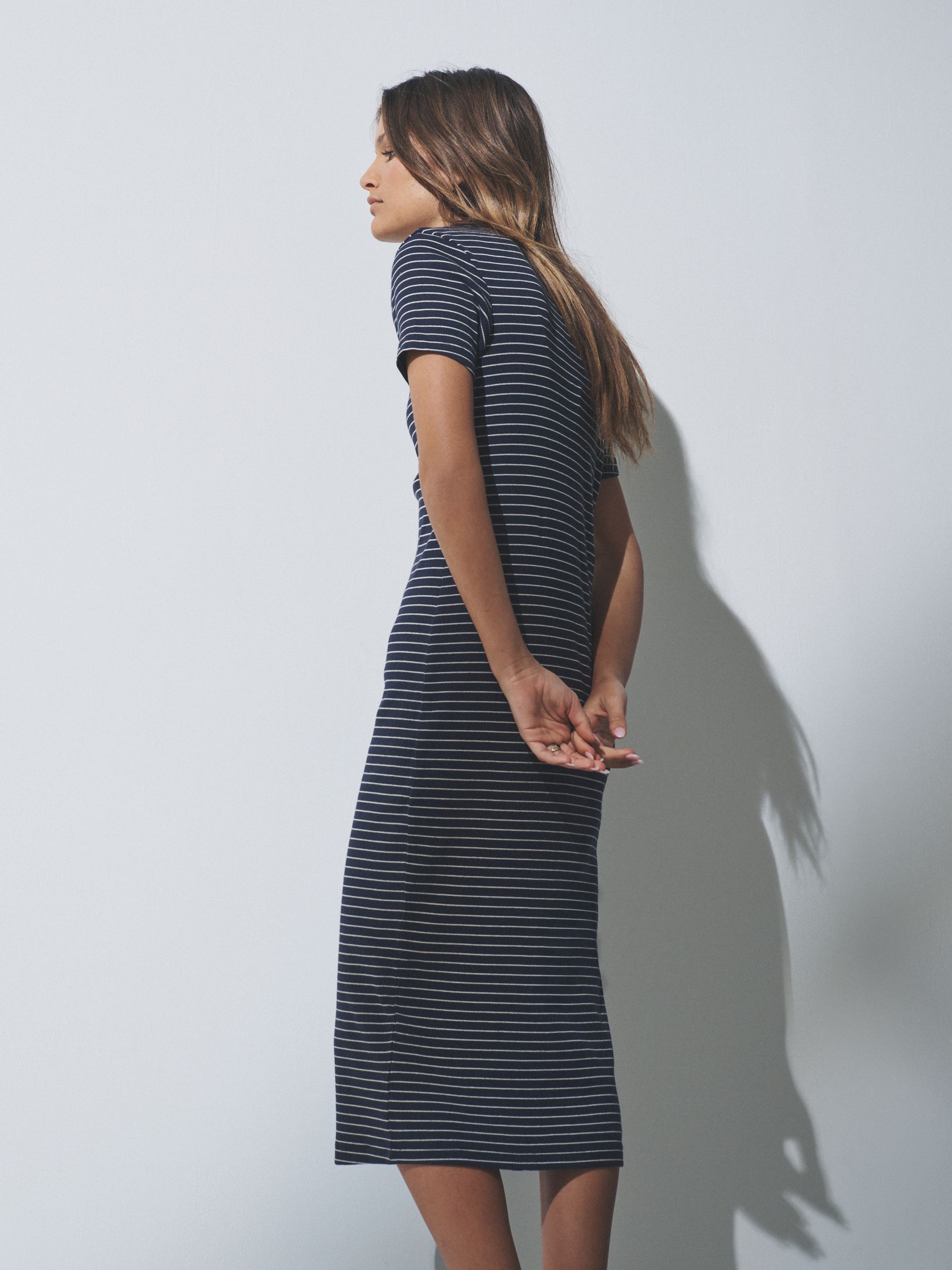 2 Pack Ribbed Collared Midi Dress - Image 5 of 7