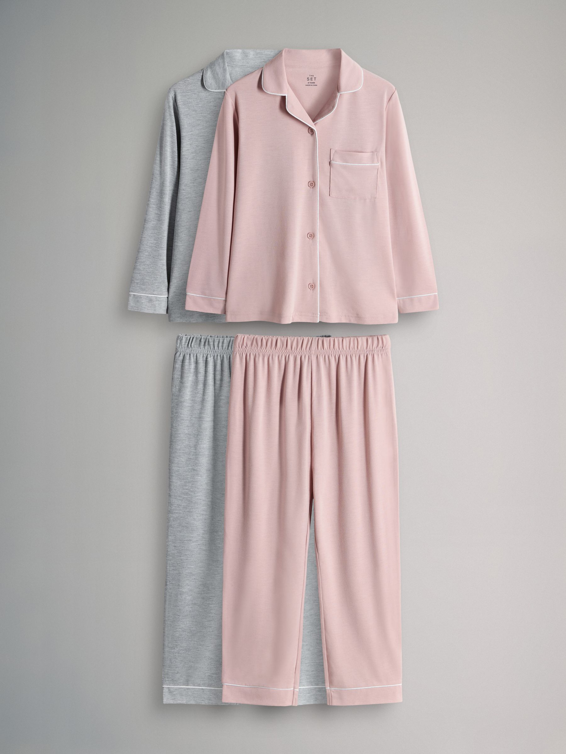 2 Pack Button Through Long Sleeve Jersey Pyjamas - Image 1 of 6 2 Pack Button Through Long Sleeve Jersey Pyjamas - Image 1 of 6
