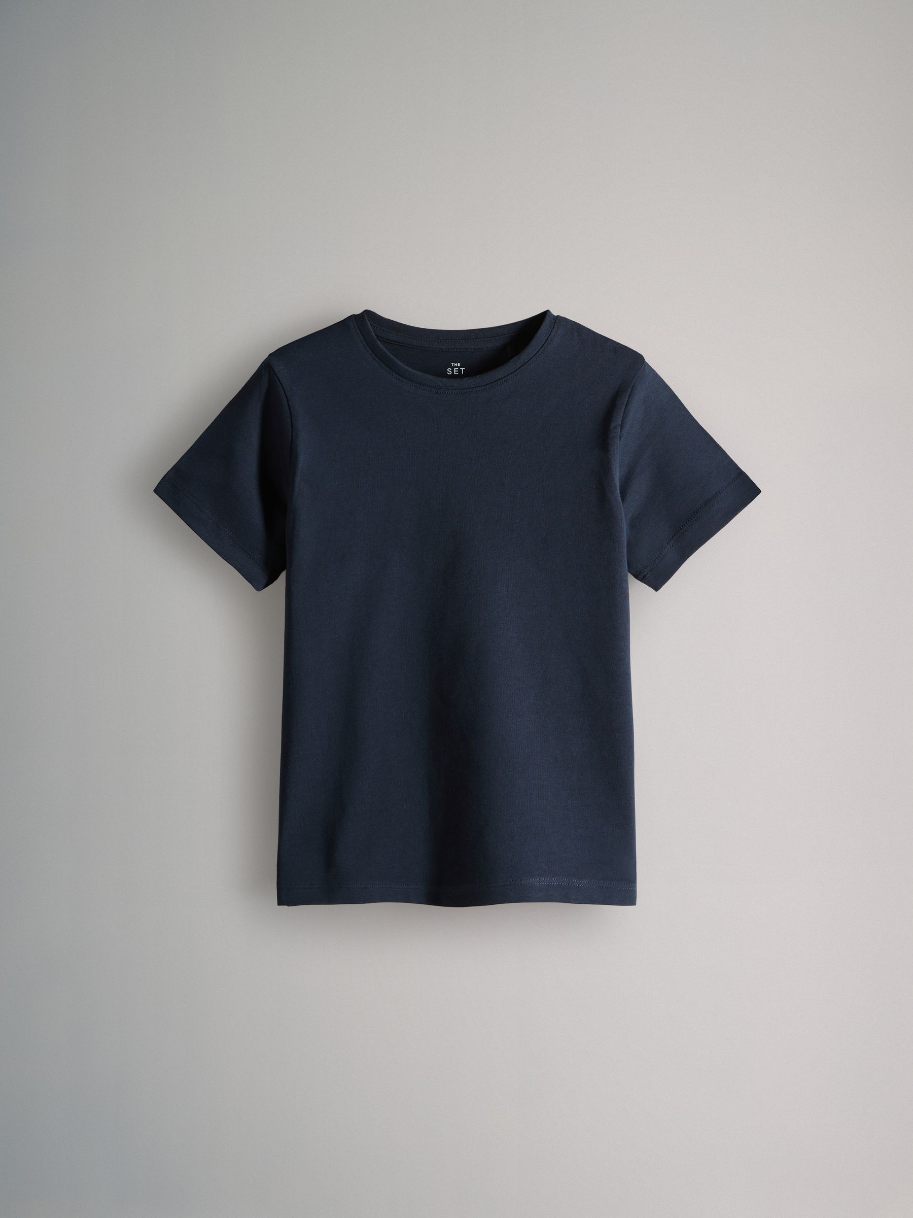 Navy/Blue/Cream - 8 Pack Regular Short Sleeve Cotton T-Shirts - Image 6 of 11