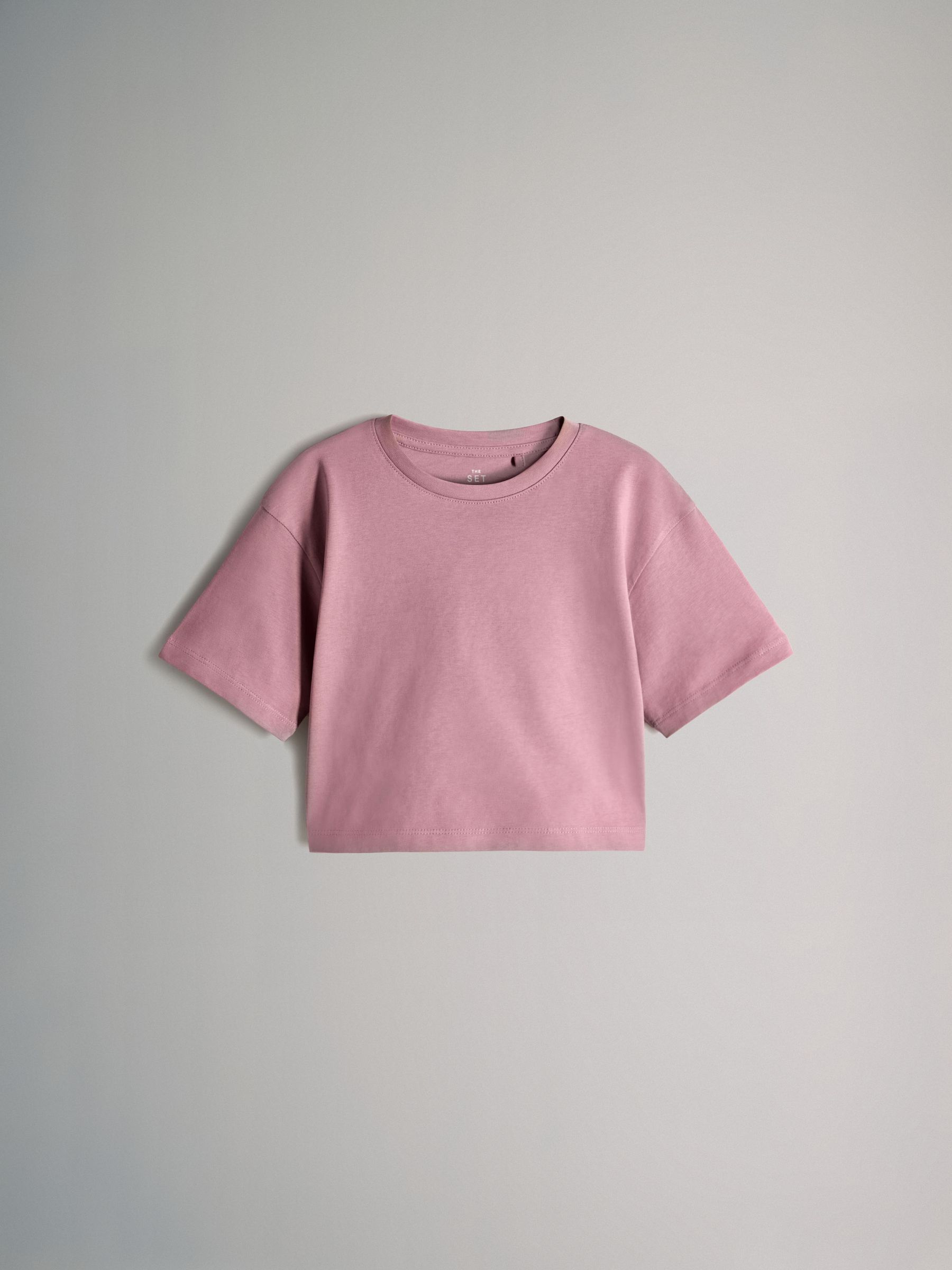Brown/Pink/White - 4 Pack Cropped Oversized Short Sleeve Cotton T-Shirts - Image 5 of 7