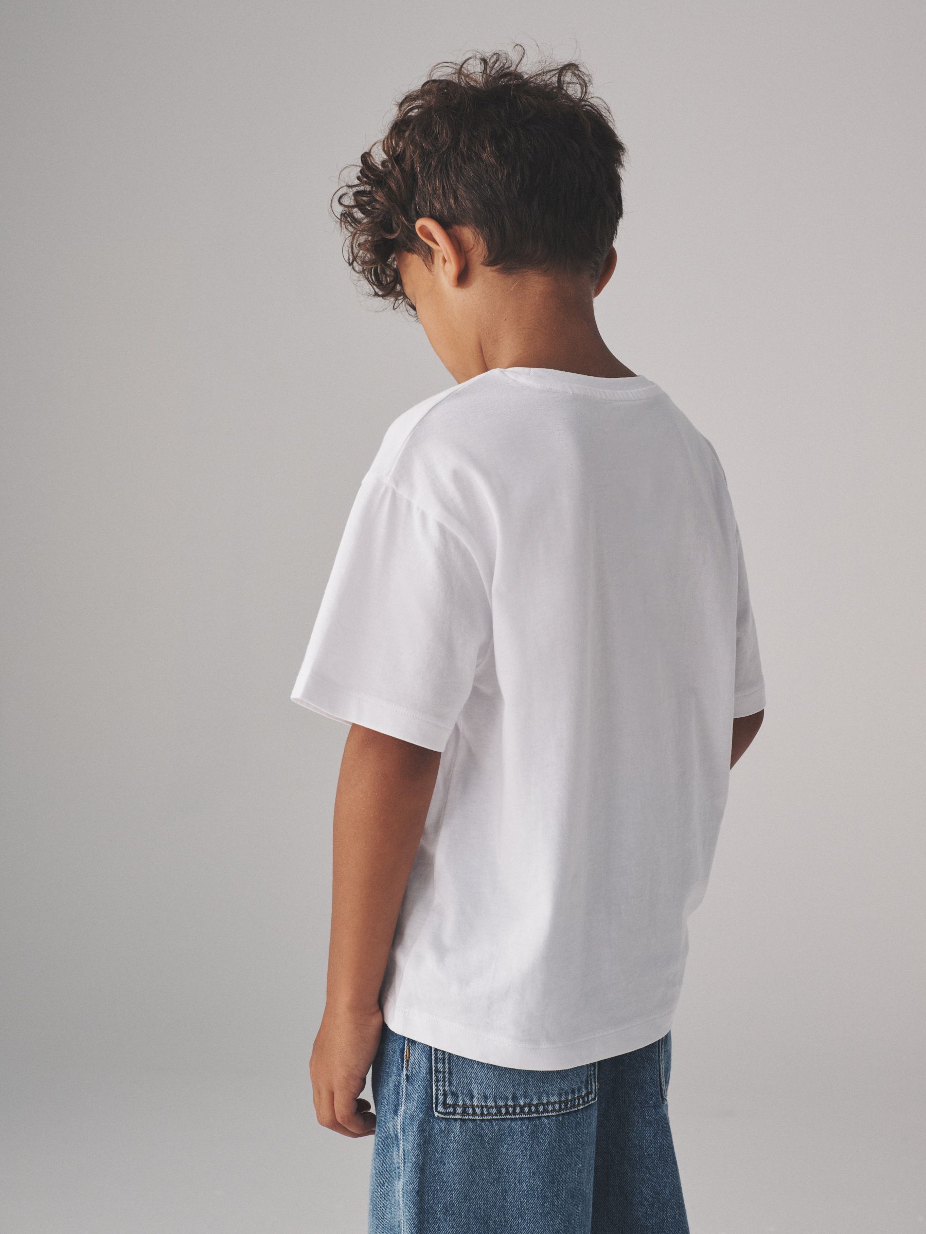 Black/Khaki/Green/Cream/White - 6 Pack Regular Cotton T-Shirts - Image 4 of 12