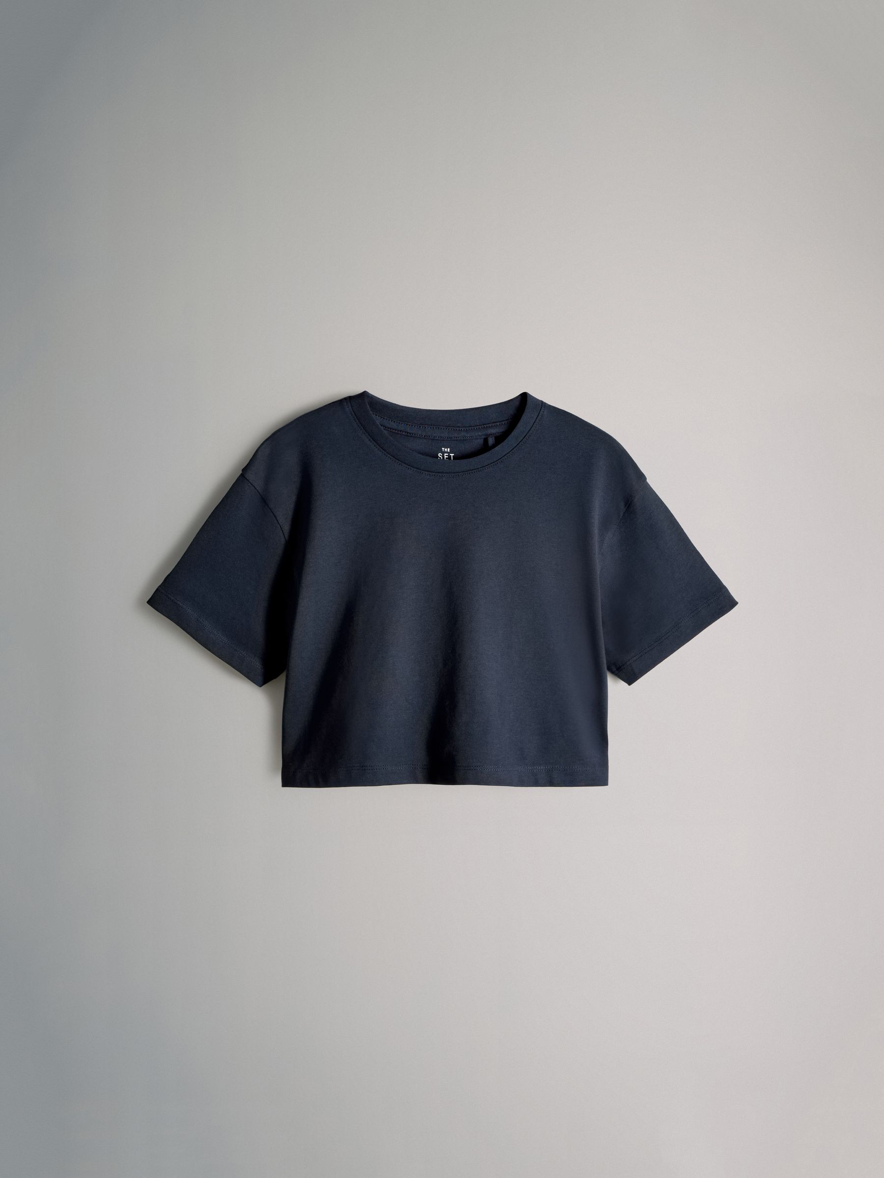 Navy/Animal/Blue/White - 4 Pack Cropped Oversized Short Sleeve Cotton T-Shirts - Image 10 of 13