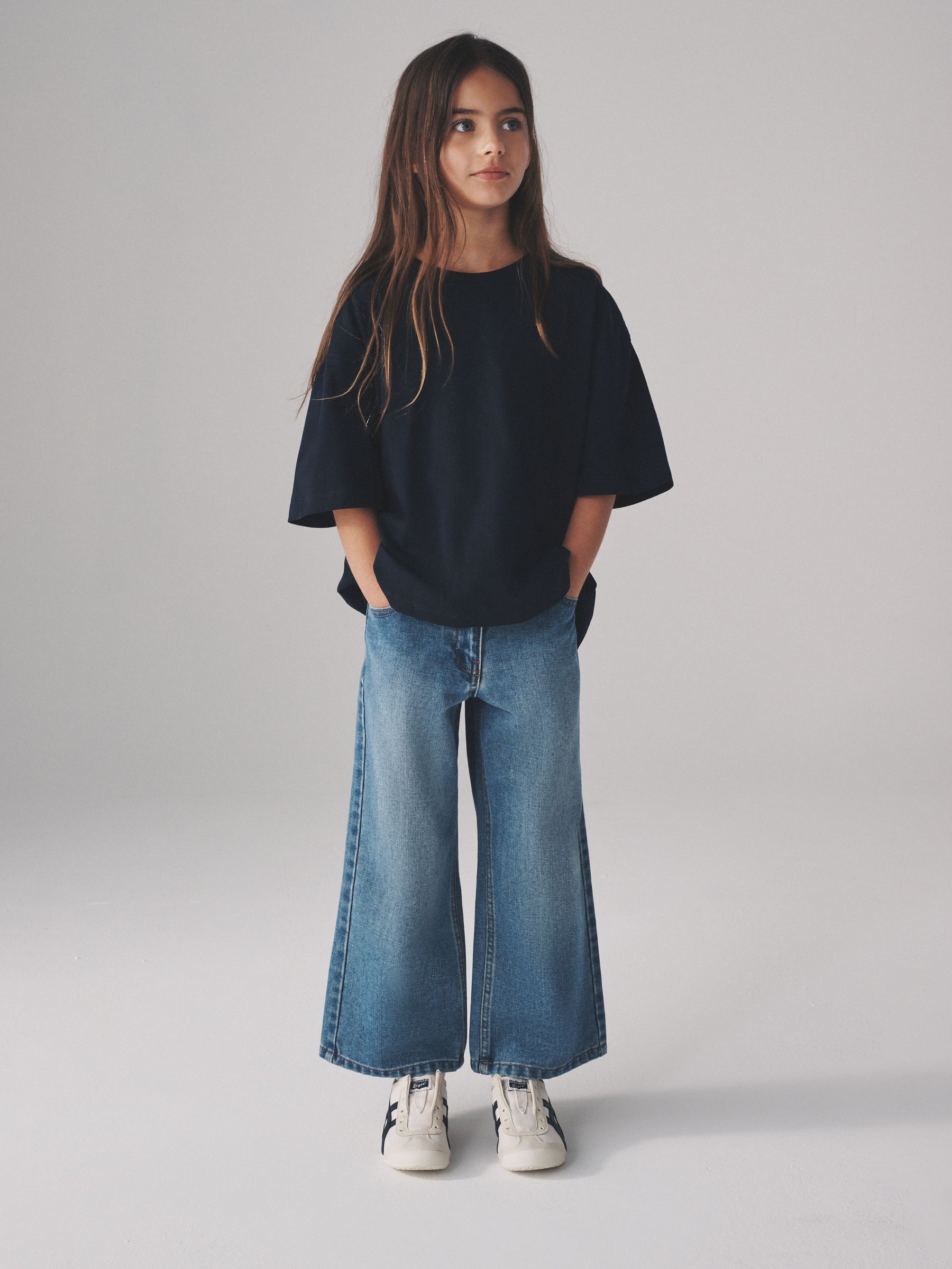 Navy/Animal/Blue/White - 4 Pack Cropped Oversized Short Sleeve Cotton T-Shirts - Image 3 of 13