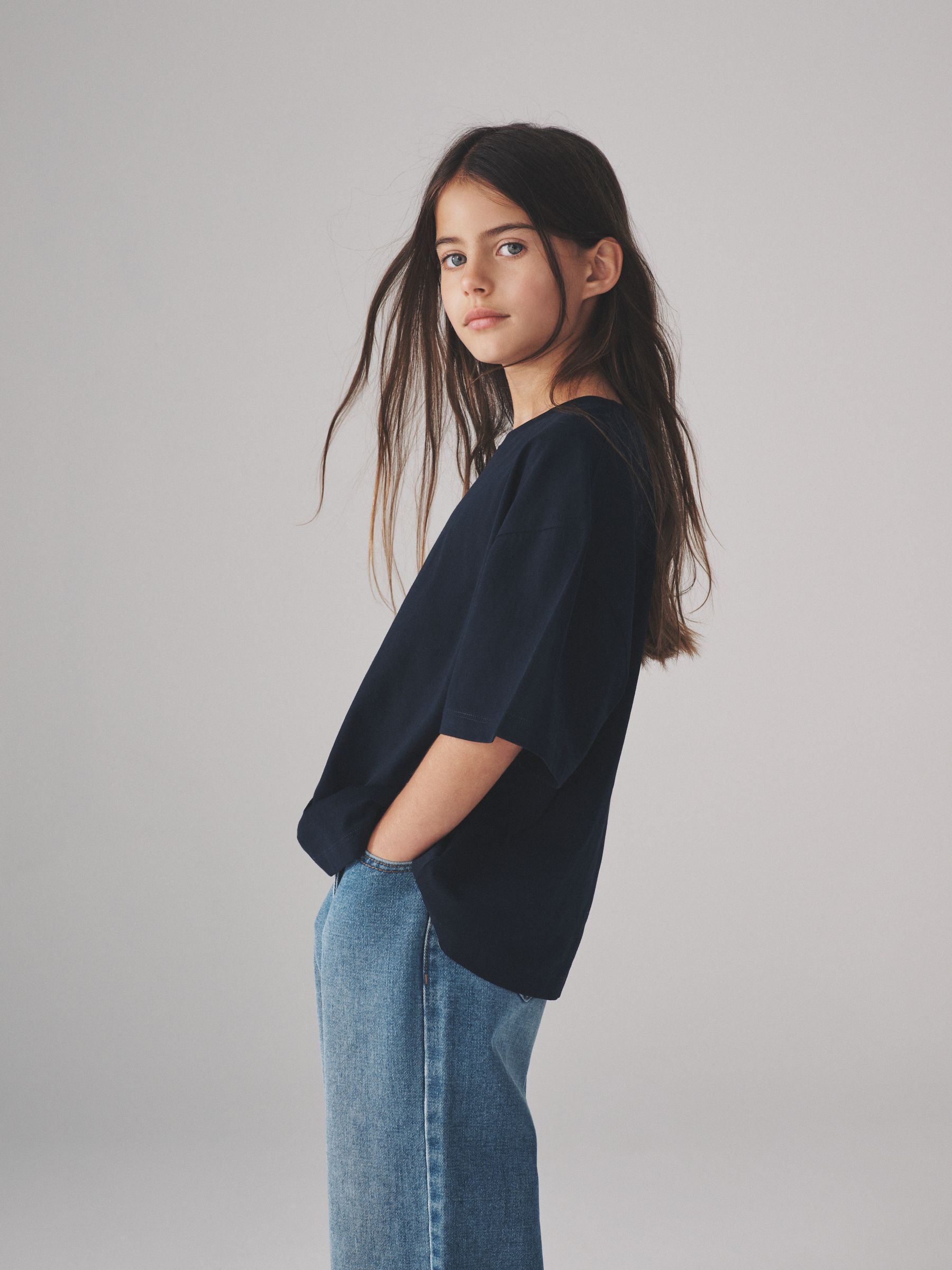 Navy/Animal/Blue/White - 4 Pack Cropped Oversized Short Sleeve Cotton T-Shirts - Image 4 of 13