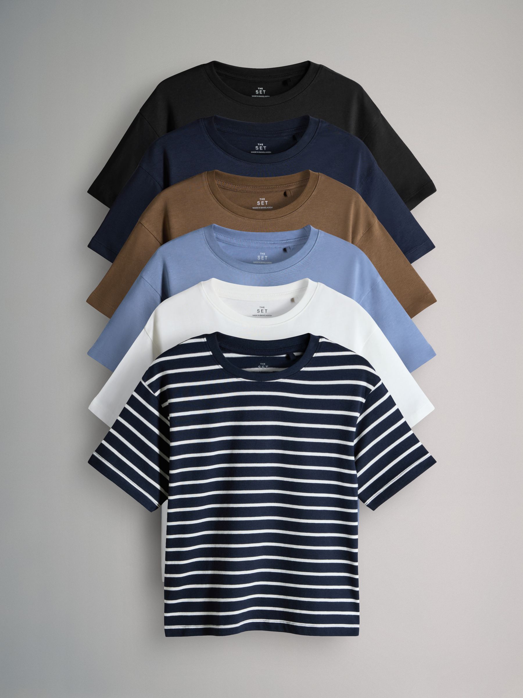 6 Pack Stripe Oversized Short Sleeve Cotton T-Shirts - Image 2 of 17