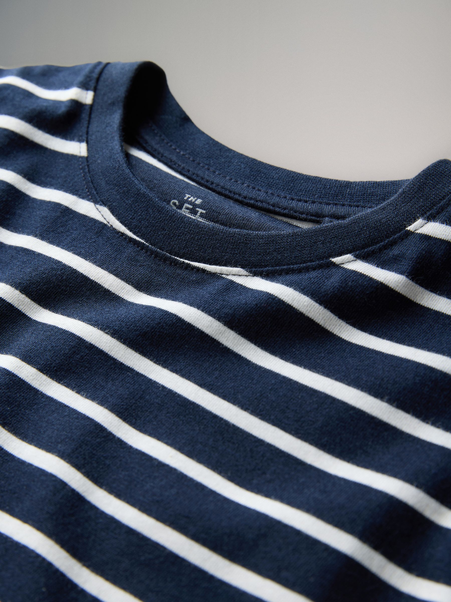 Black/Brown/Navy Blue/Cream 6 Pack Stripe Oversized Short Sleeve Cotton T-Shirts - Image 6 of 6