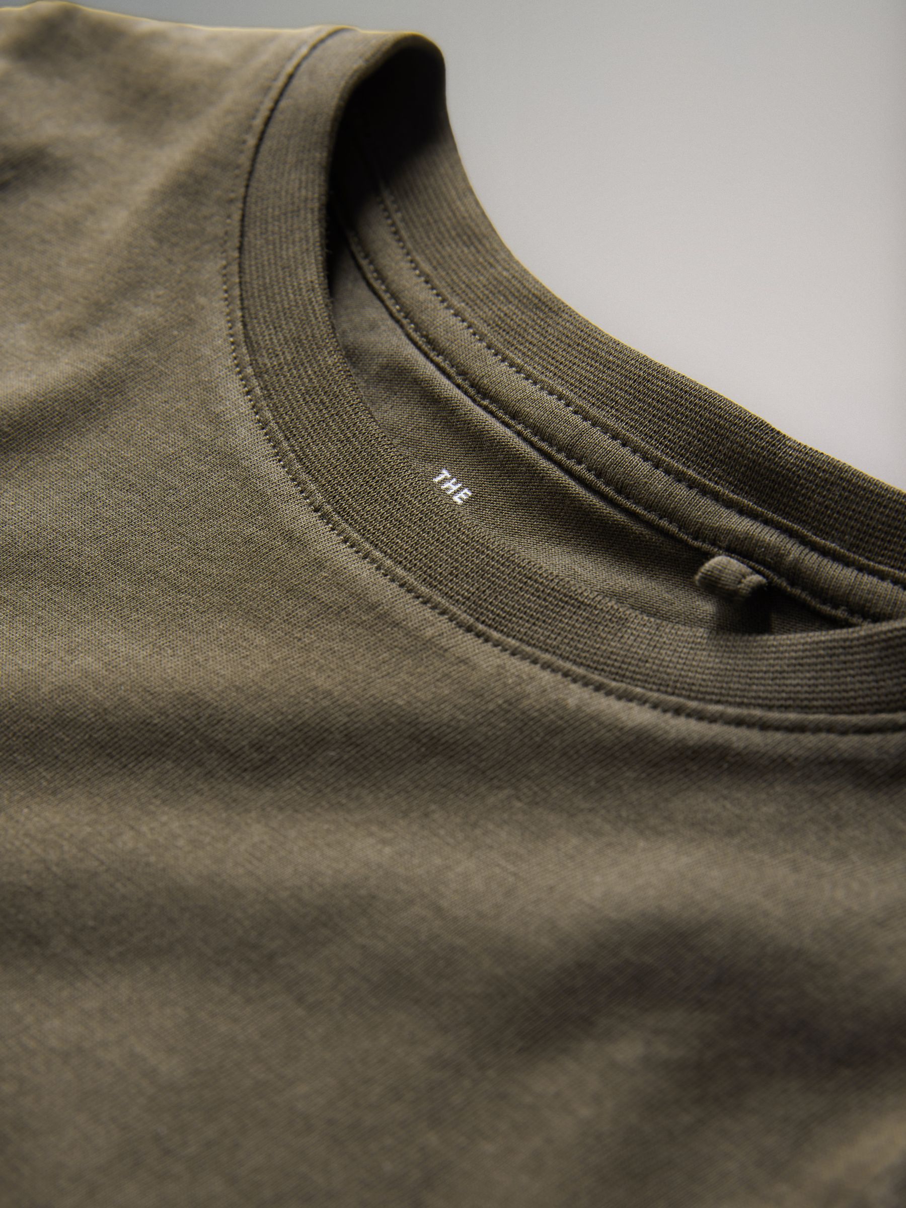 Black/Khaki/Green/Cream/White 6 Pack Regular Cotton T-Shirts Long Sleeve - Image 6 of 6