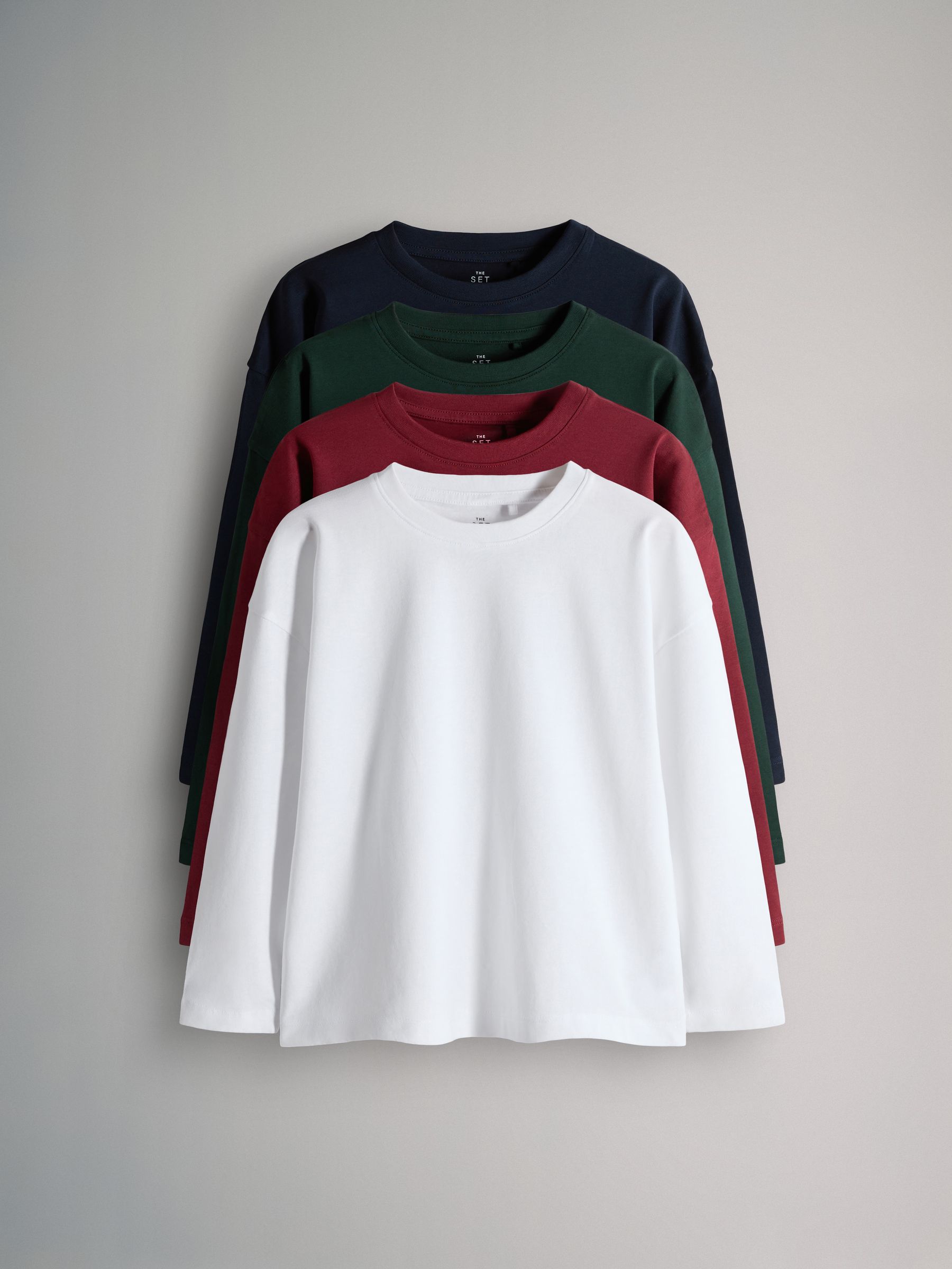 4 Pack Oversized Long Sleeve Cotton T-Shirts - Image 1 of 7