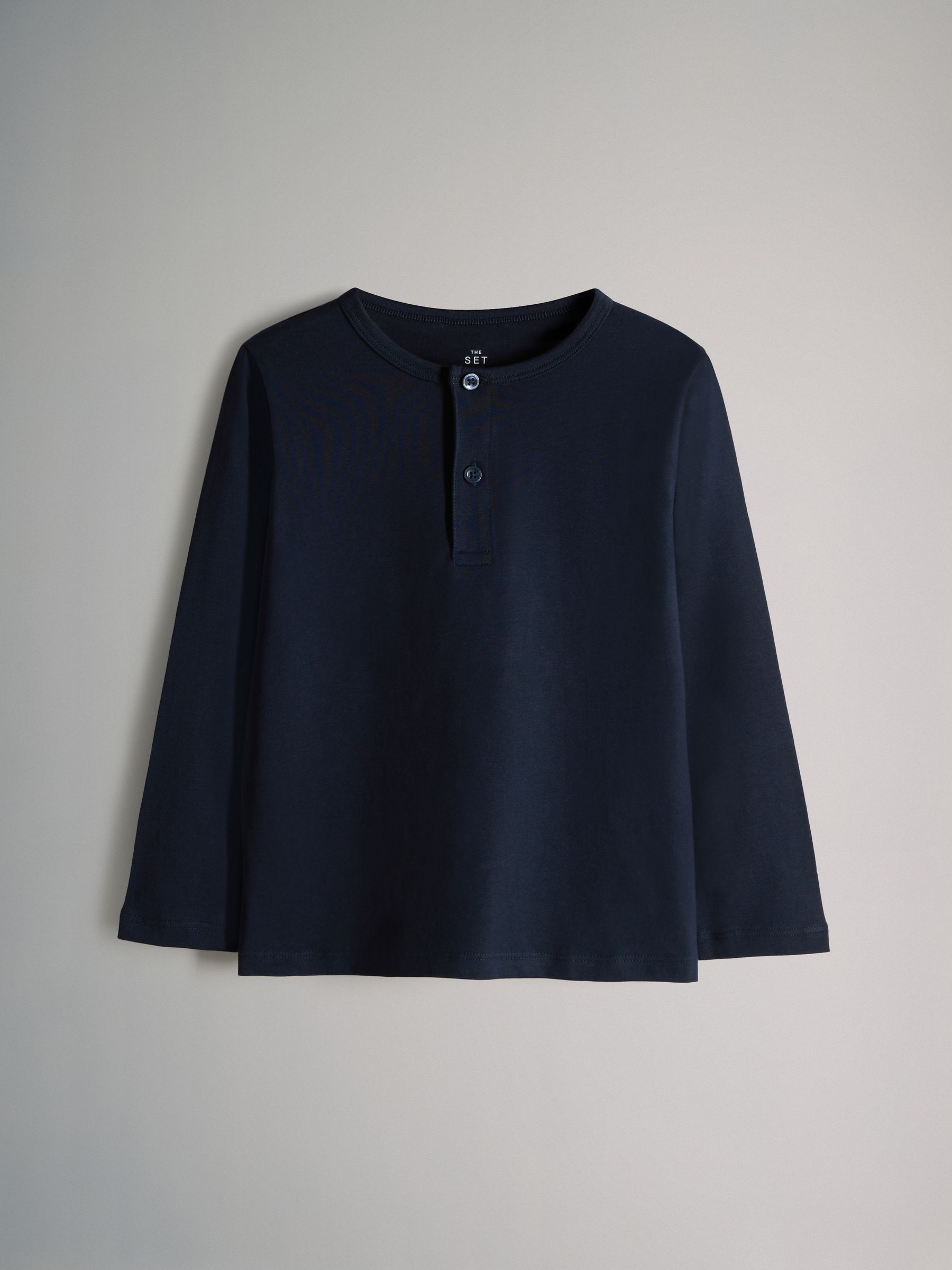 Navy/Brown/Blue/Cream - 4 Pack Long Sleeve Cotton Henley T-Shirts - Image 5 of 7