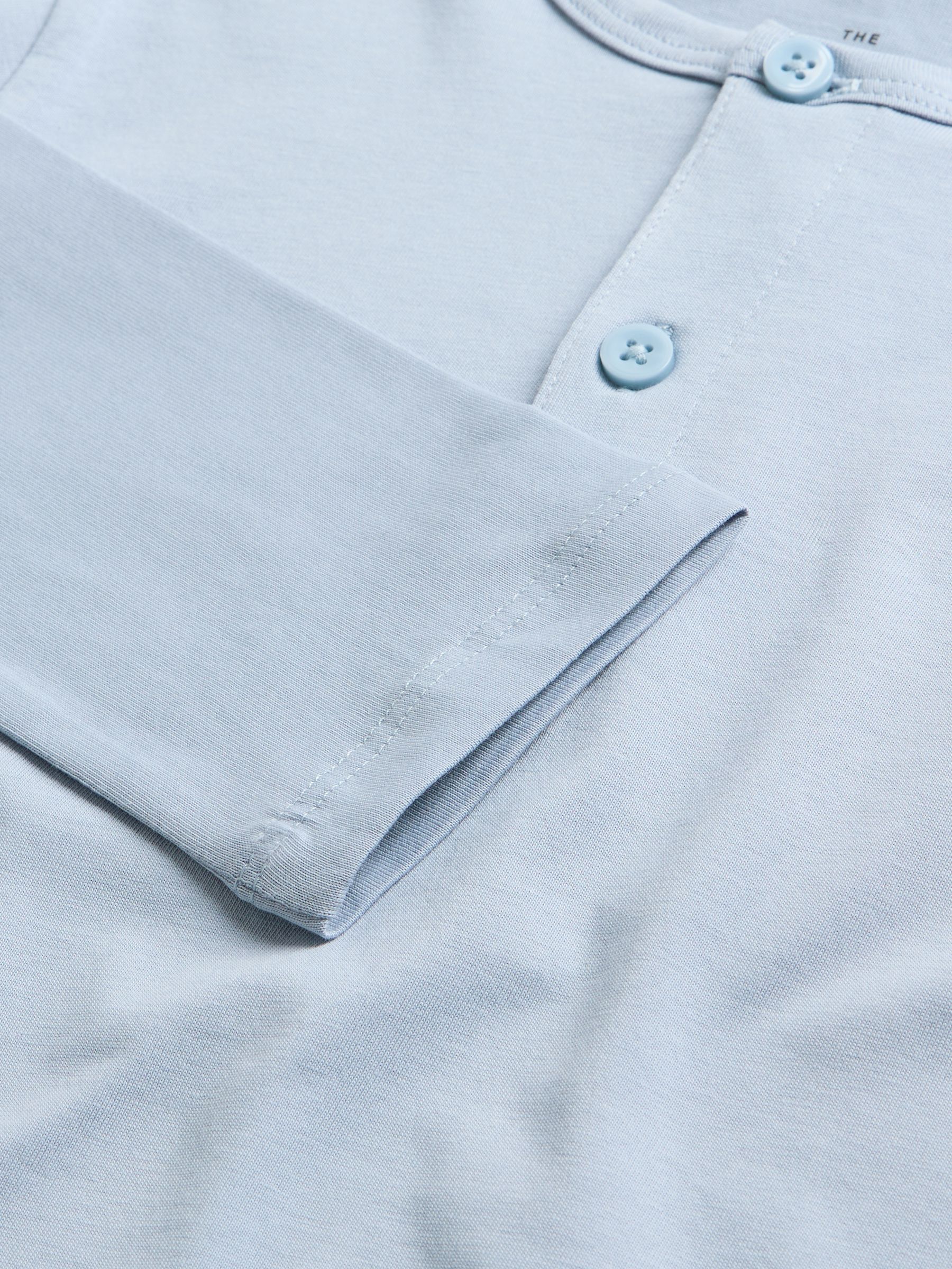 Navy/Brown/Blue/Cream 4 Pack Long Sleeve Cotton Henley T-Shirts - Image 6 of 6