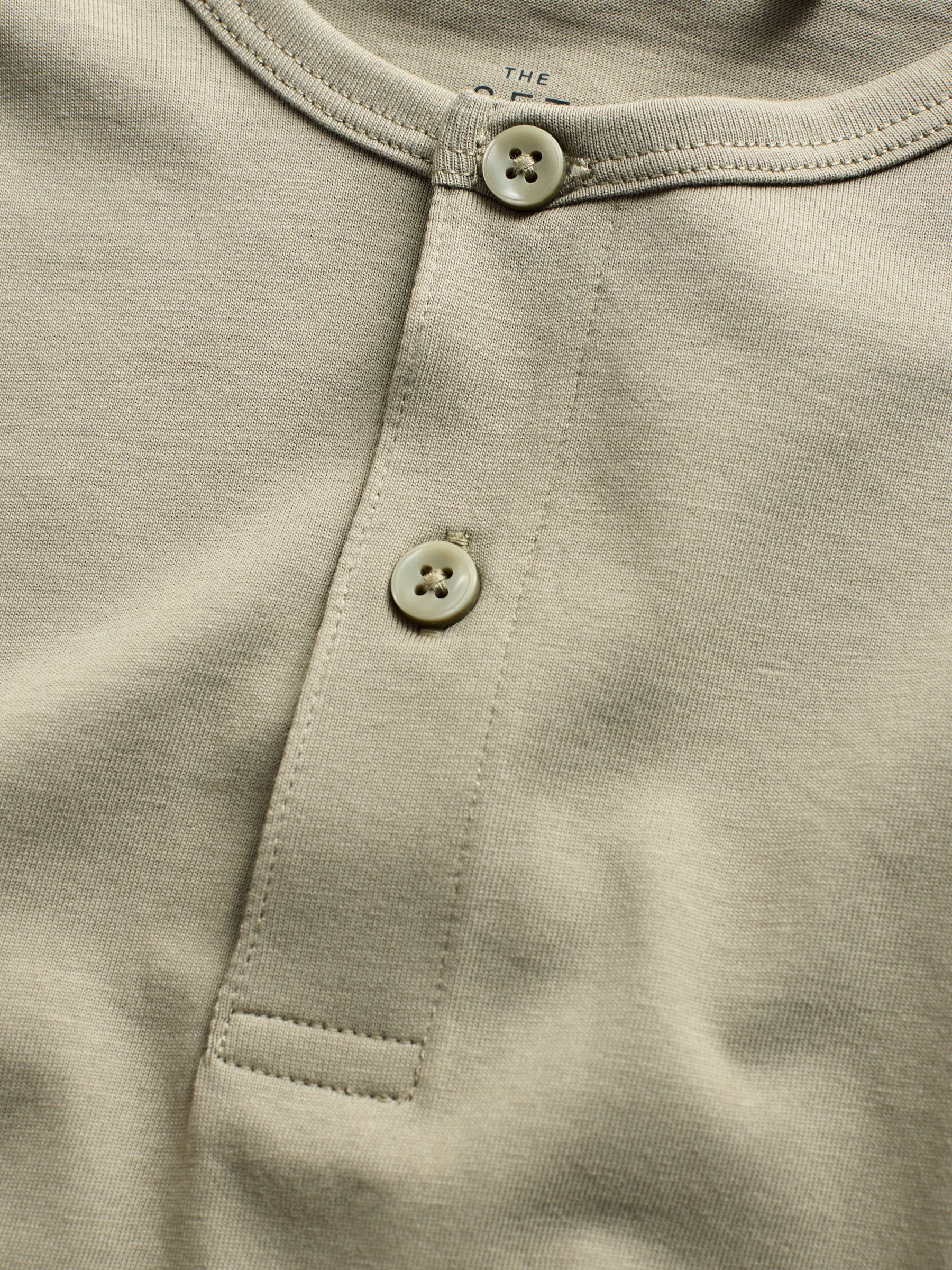 Black/Khaki/Green/Grey Marl 4 Pack Long Sleeve Cotton Henley T-Shirts - Image 6 of 6