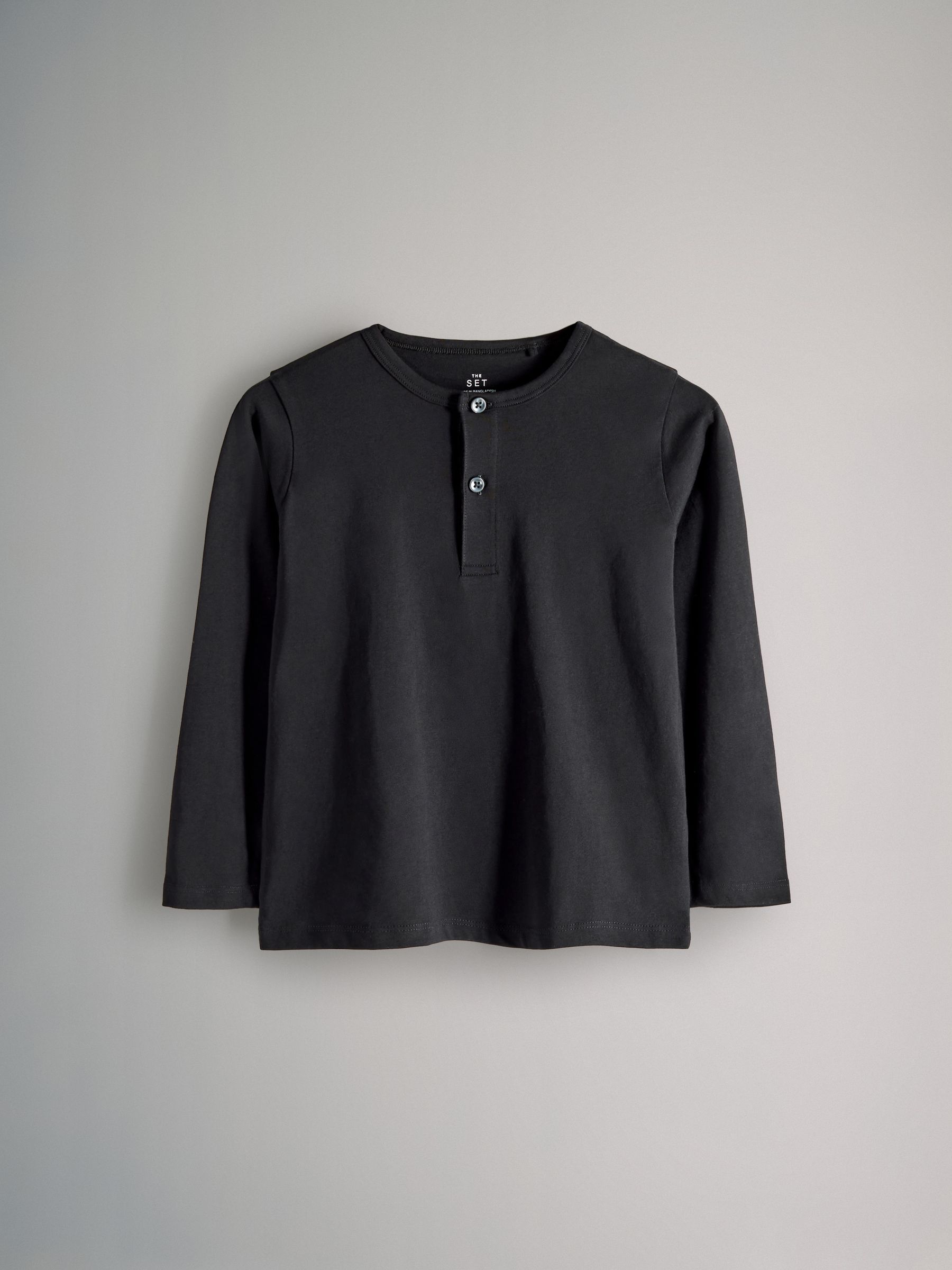 Black/Khaki/Green/Grey Marl - 4 Pack Long Sleeve Cotton Henley T-Shirts - Image 7 of 7